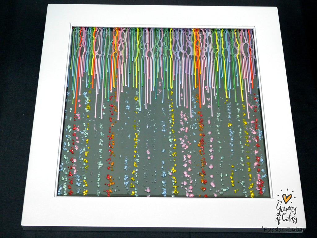 Colorfall — Fused Glass Wall Art on Dark Gray Background