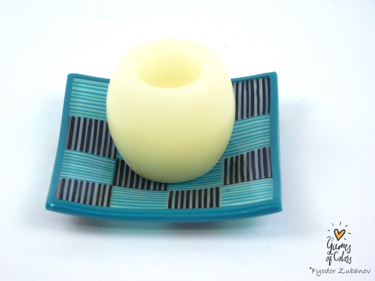 Tiny Checkers Teal and Black Glass Dish 