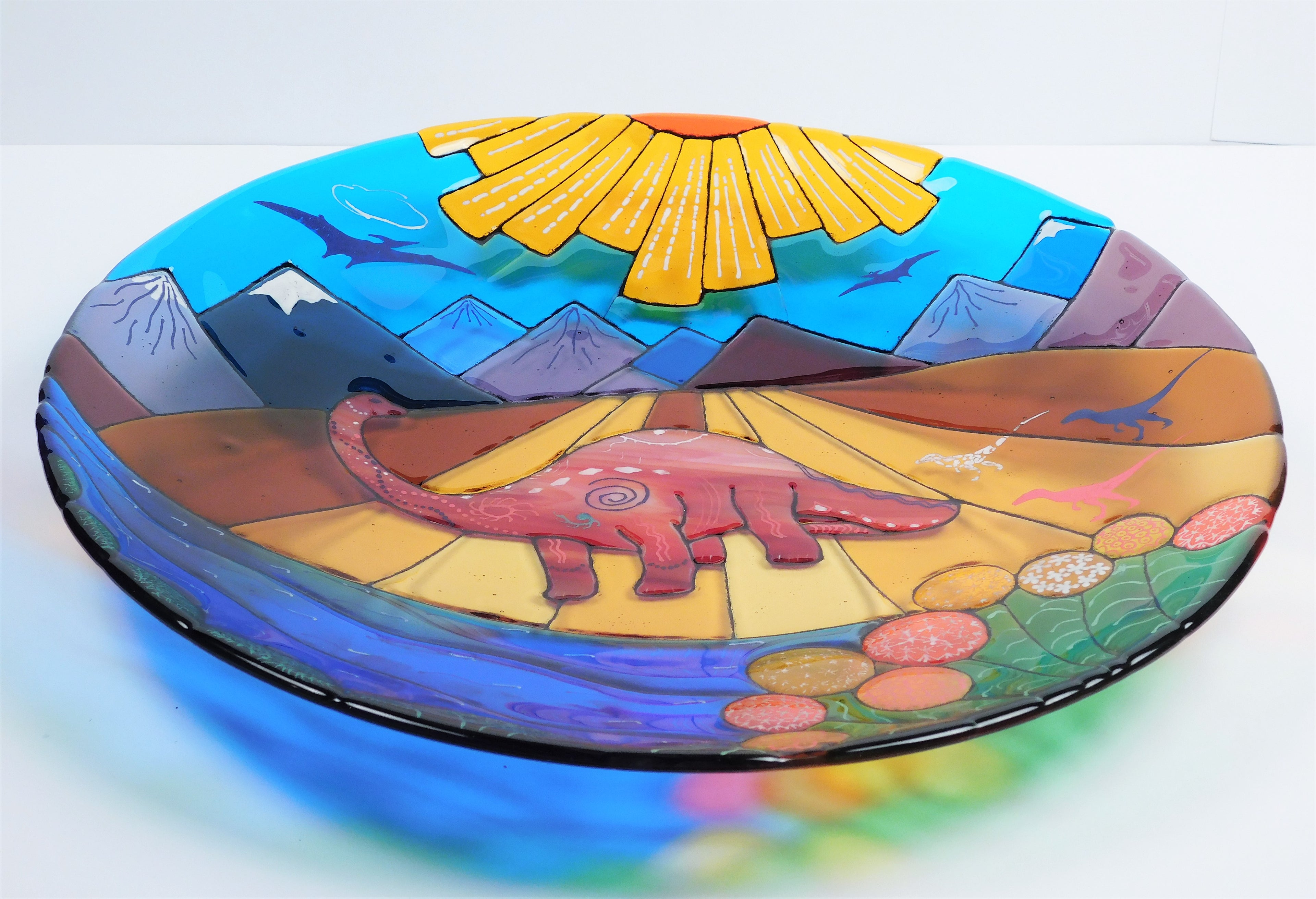 Fused Glass Plate Jurassic dreams