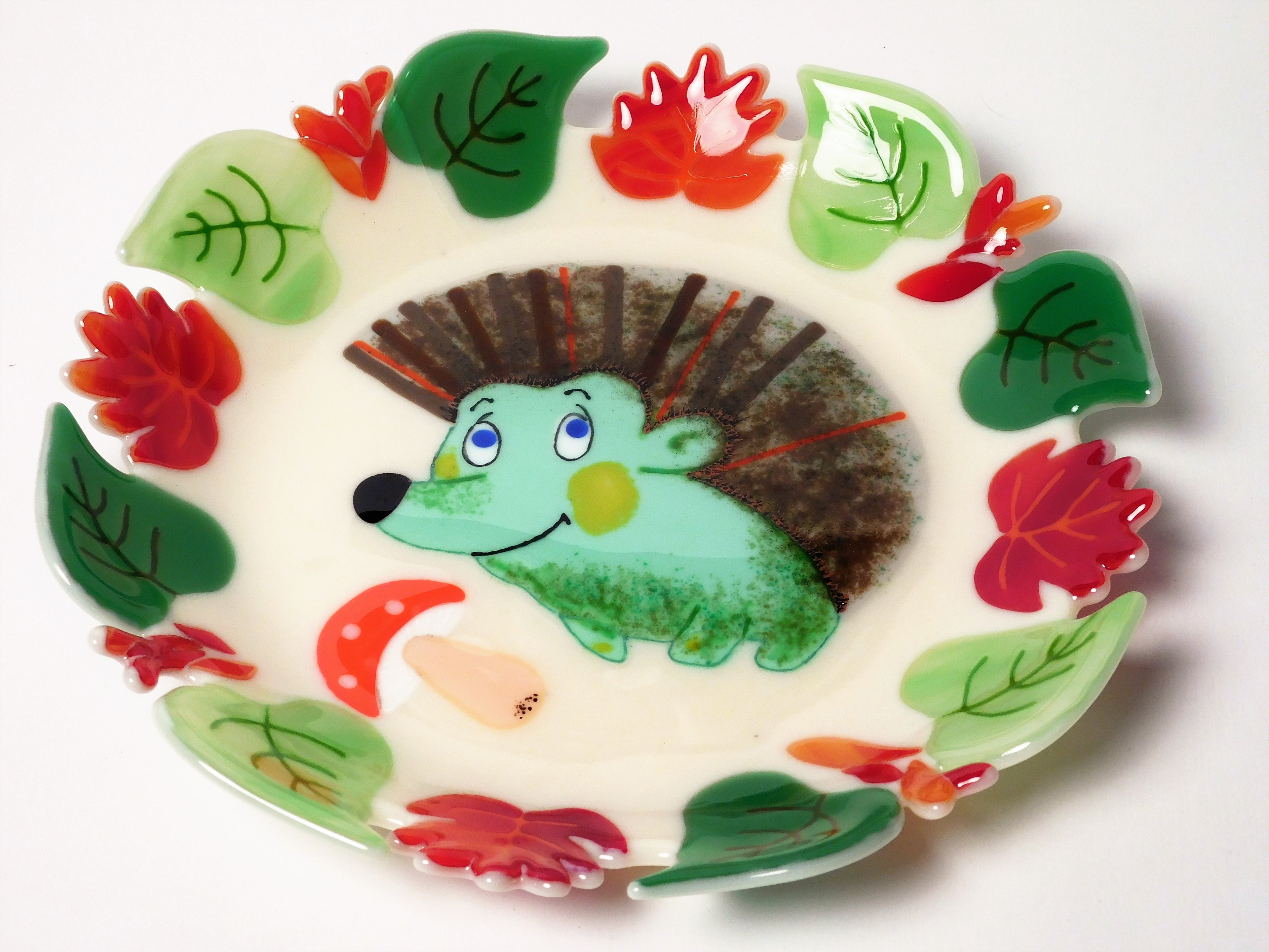 Fused Glass Plate A hedgehog