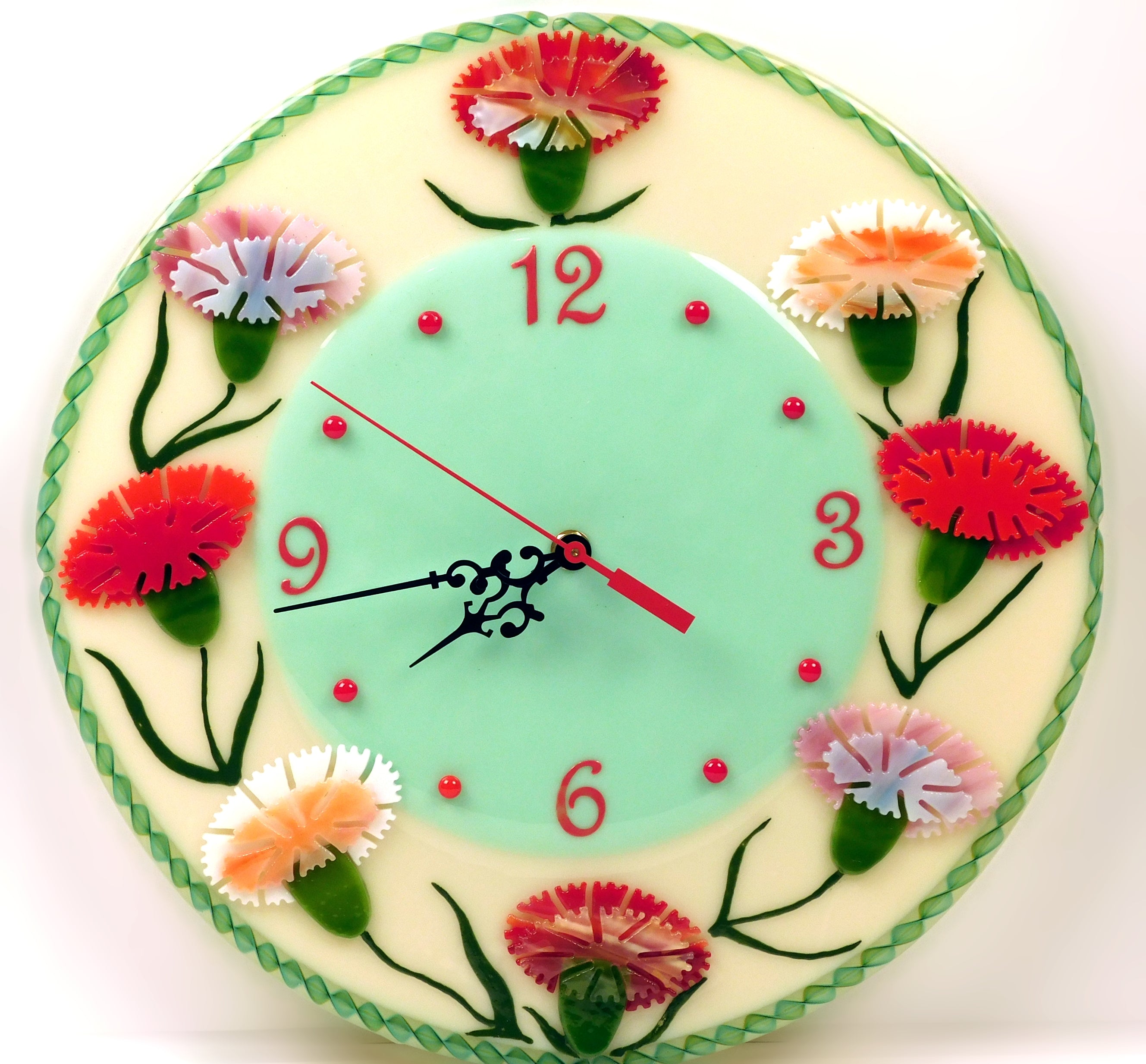 Wall clock Carnations
