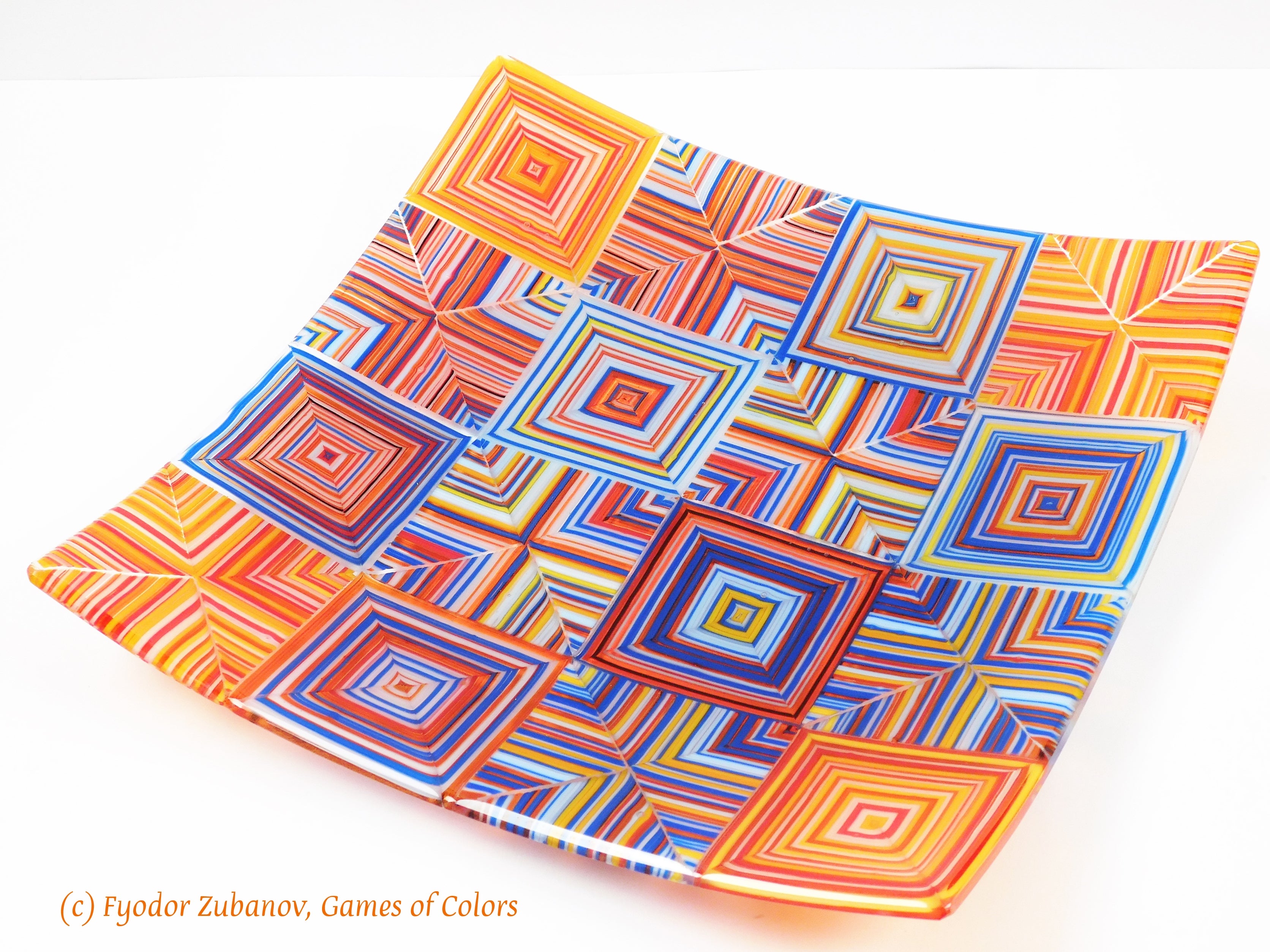 Fused Glass Plate Square illusion I