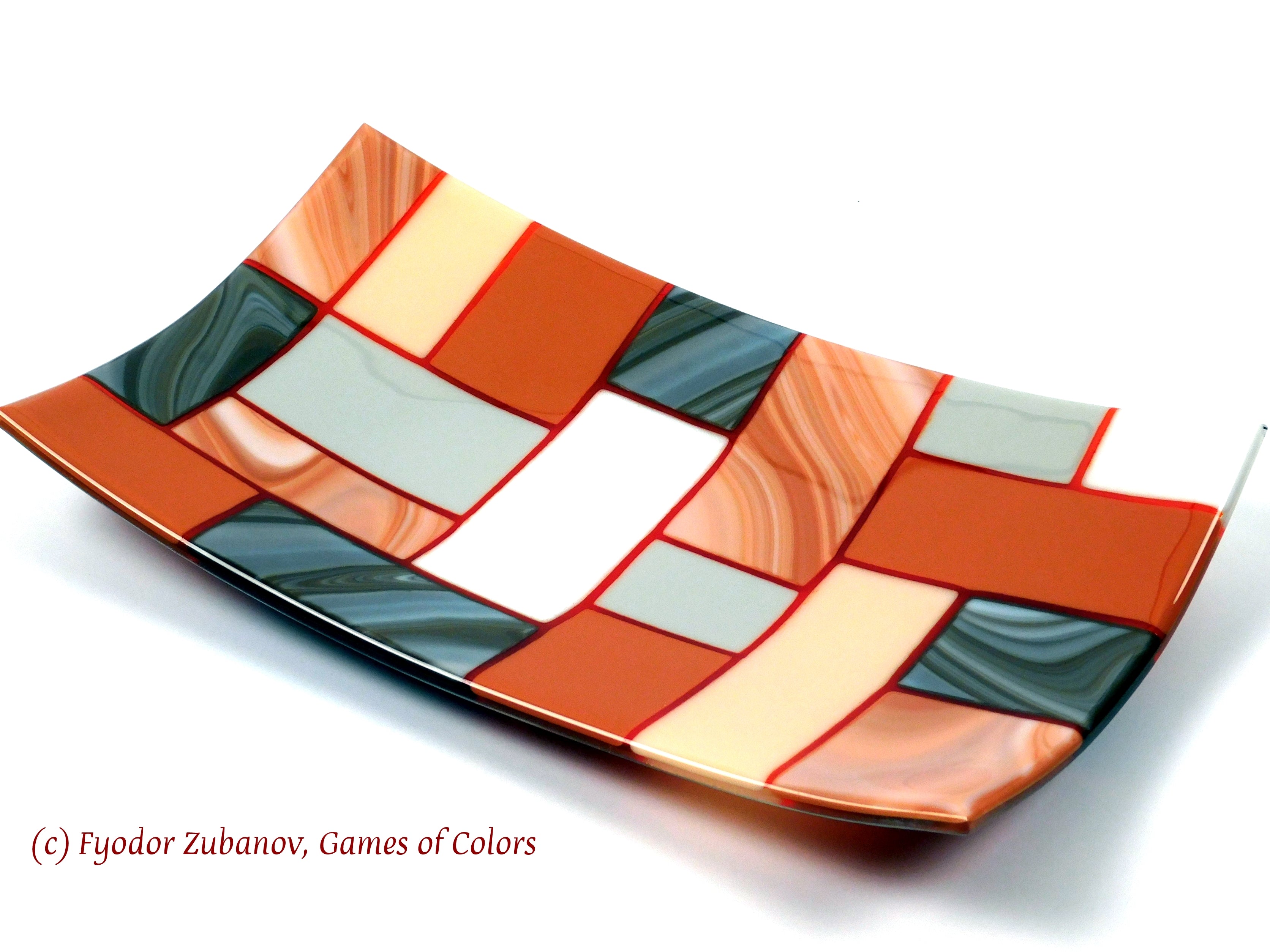 Fused Glass Plate Terracotta mix