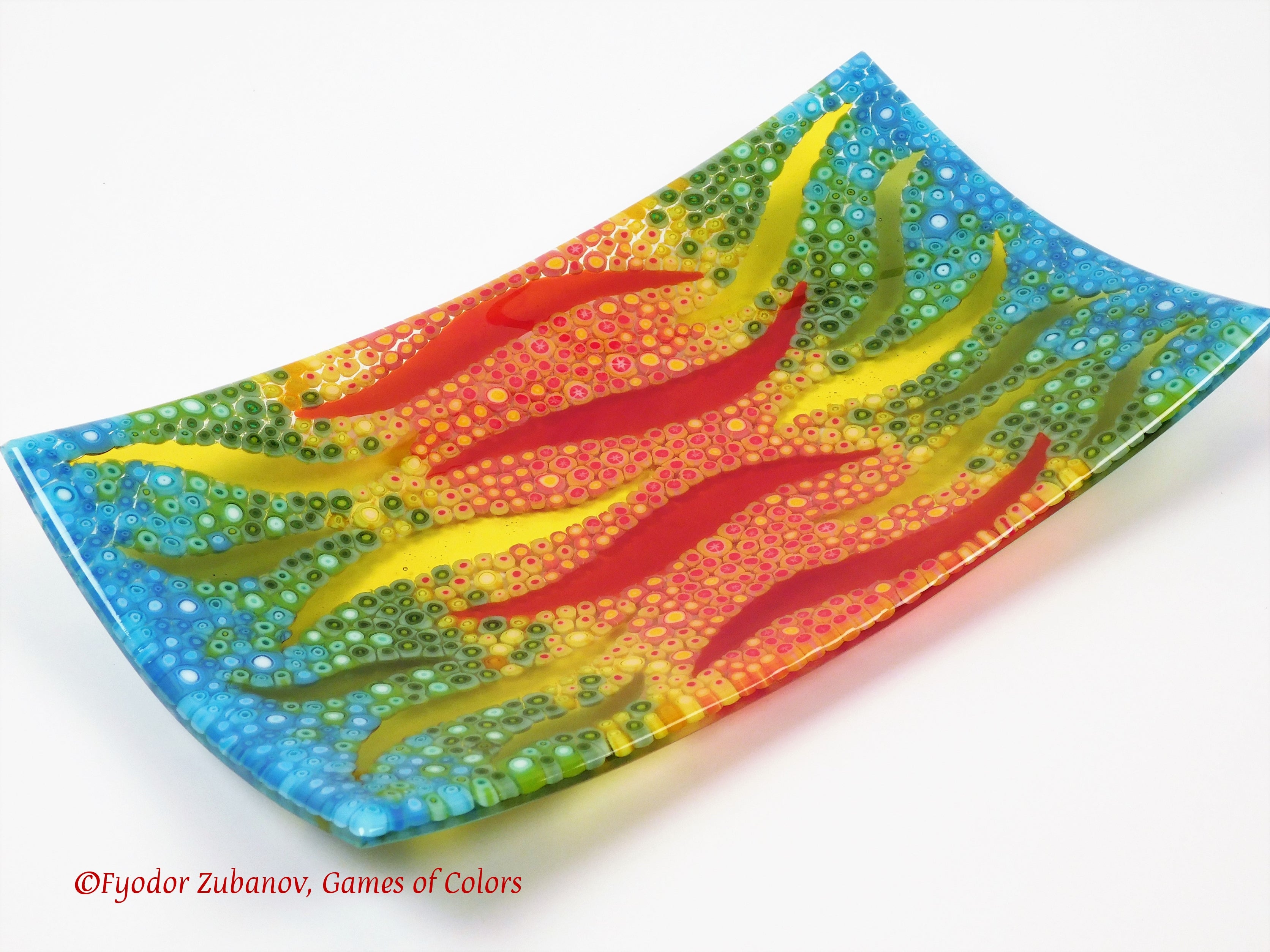 Fused Glass Plate Birth of rainbow