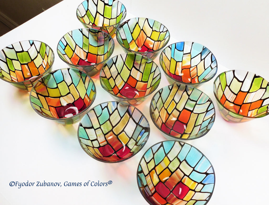 A set of 11 vessels Rainbow mesh