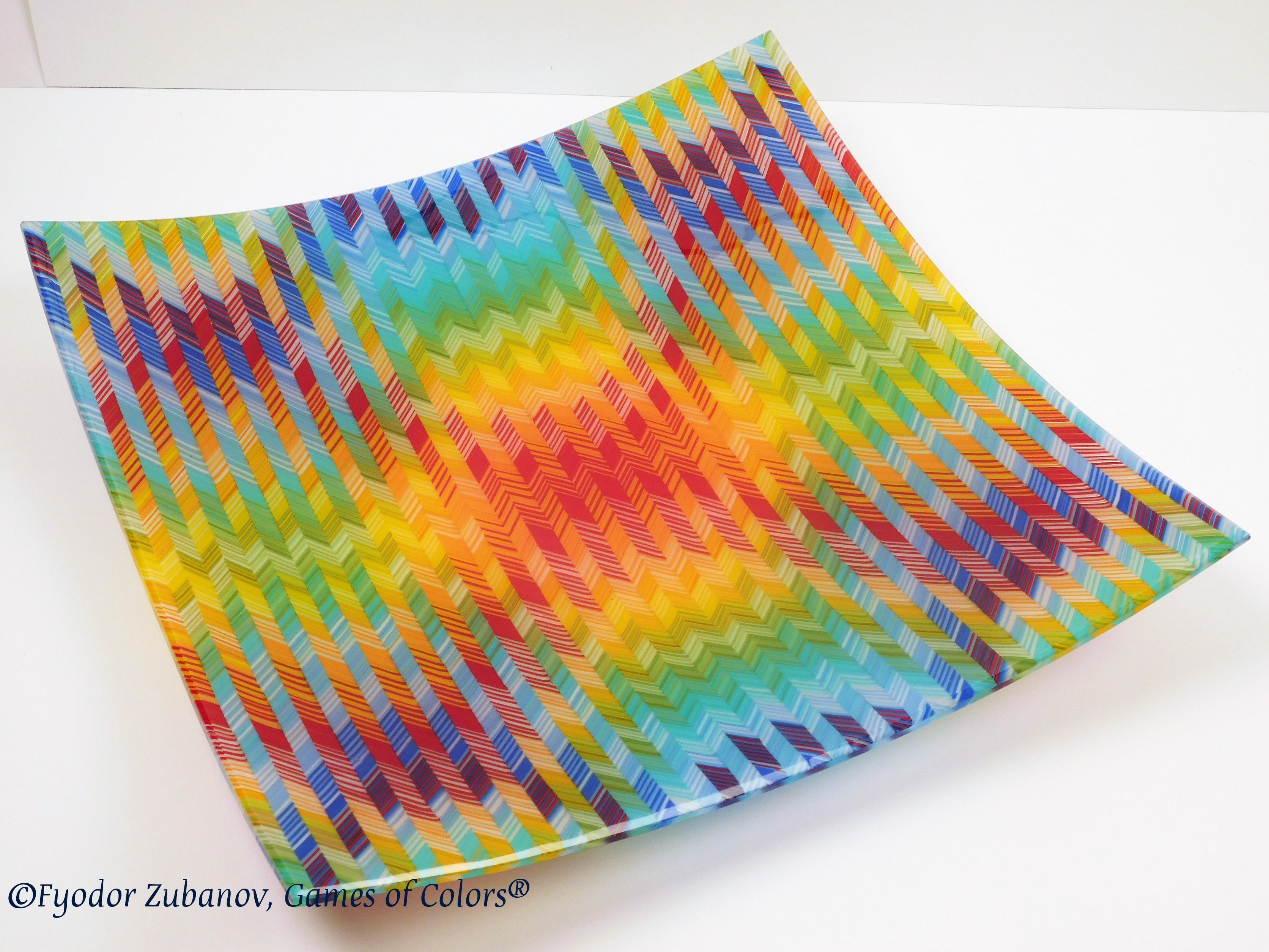 Fused Glass Plate Rainbow splash