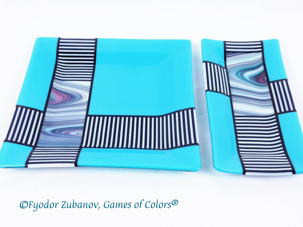 Fused Glass Sushi set Saturn