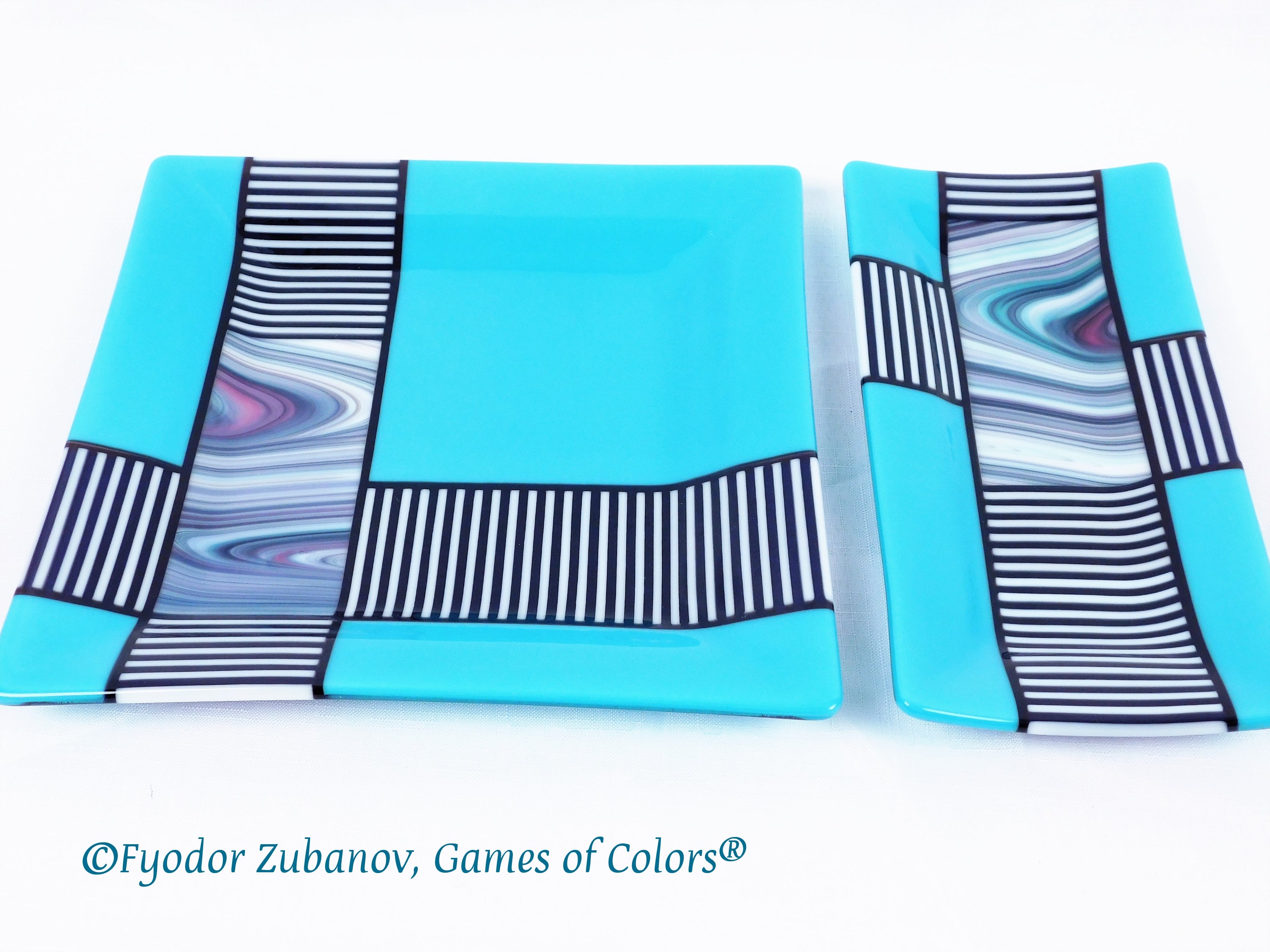 Fused Glass Sushi set Saturn