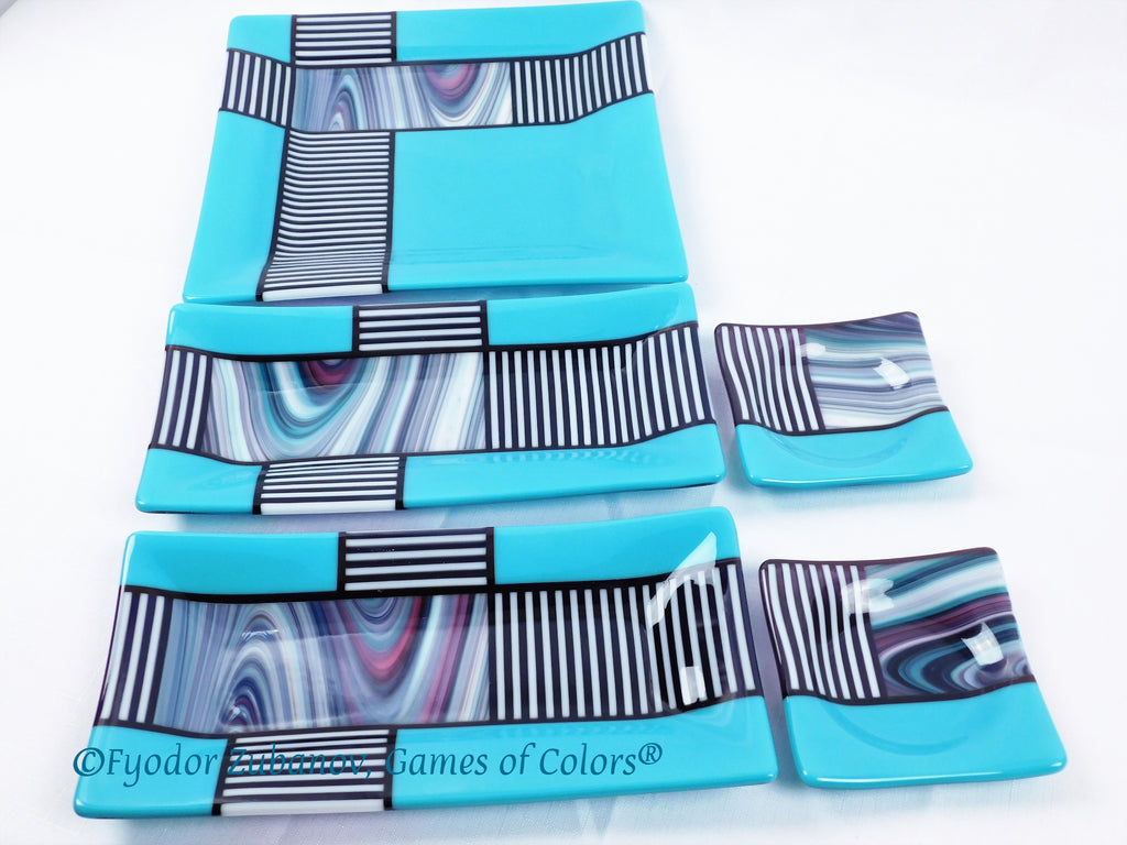 Fused Glass Sushi set Saturn