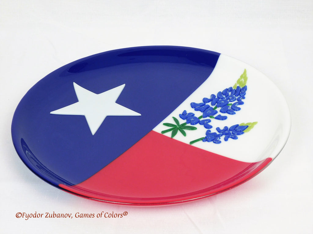 Fused Glass Plate Texas