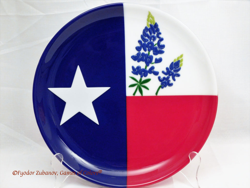 Fused Glass Plate Texas