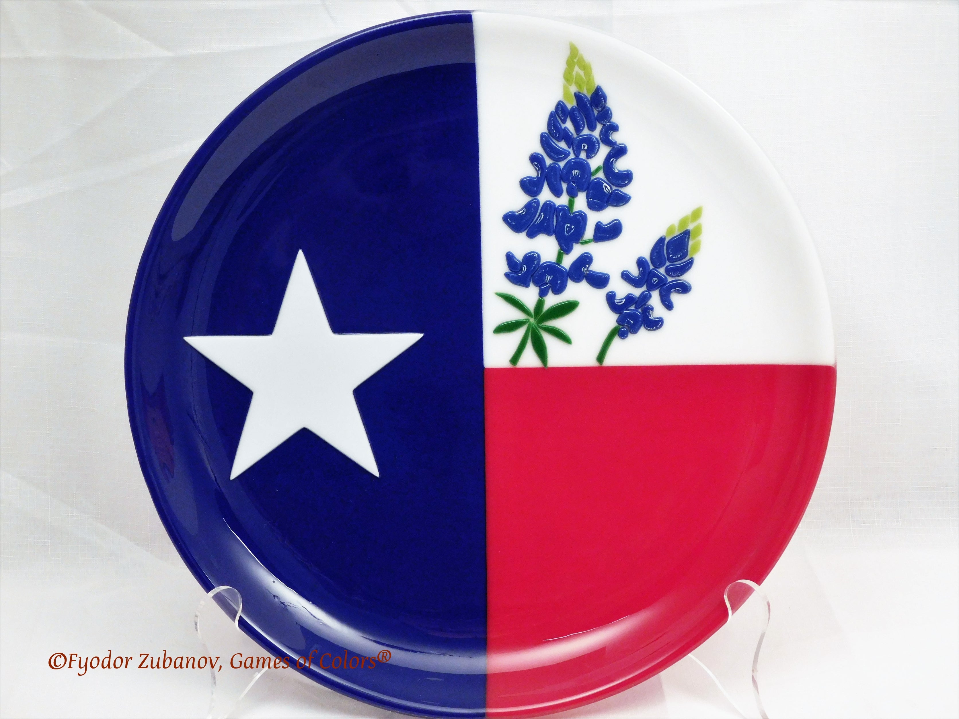 Fused Glass Plate Texas
