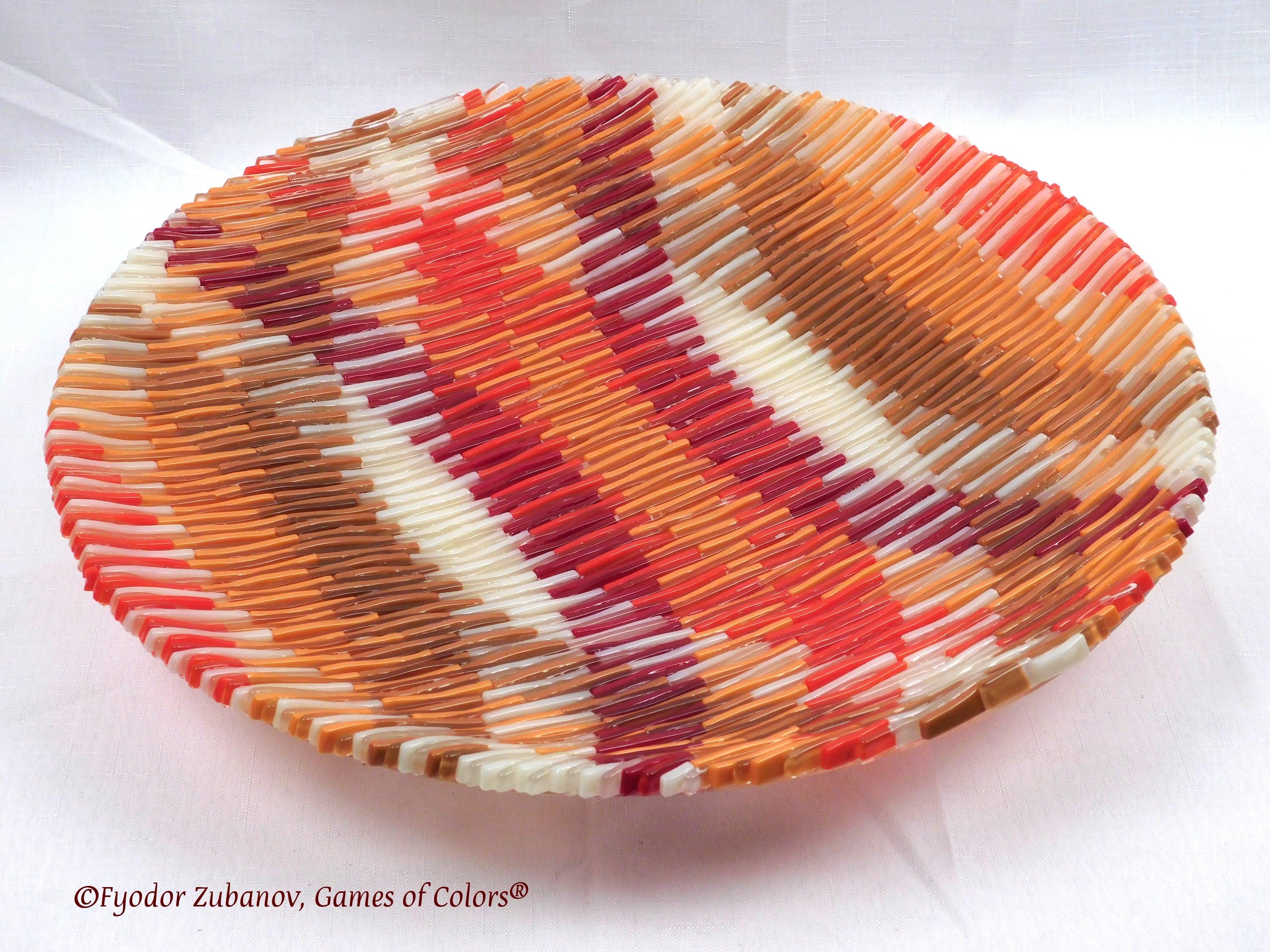 Fused Glass Plate Milky circles