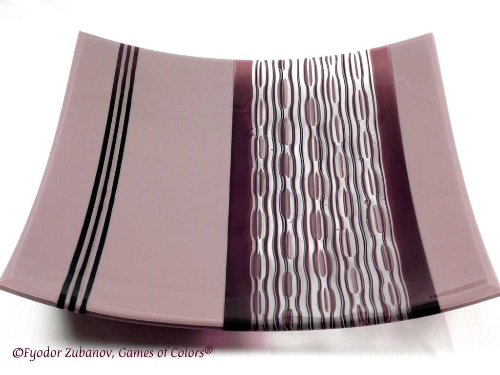 Fused glass plate Purple rain