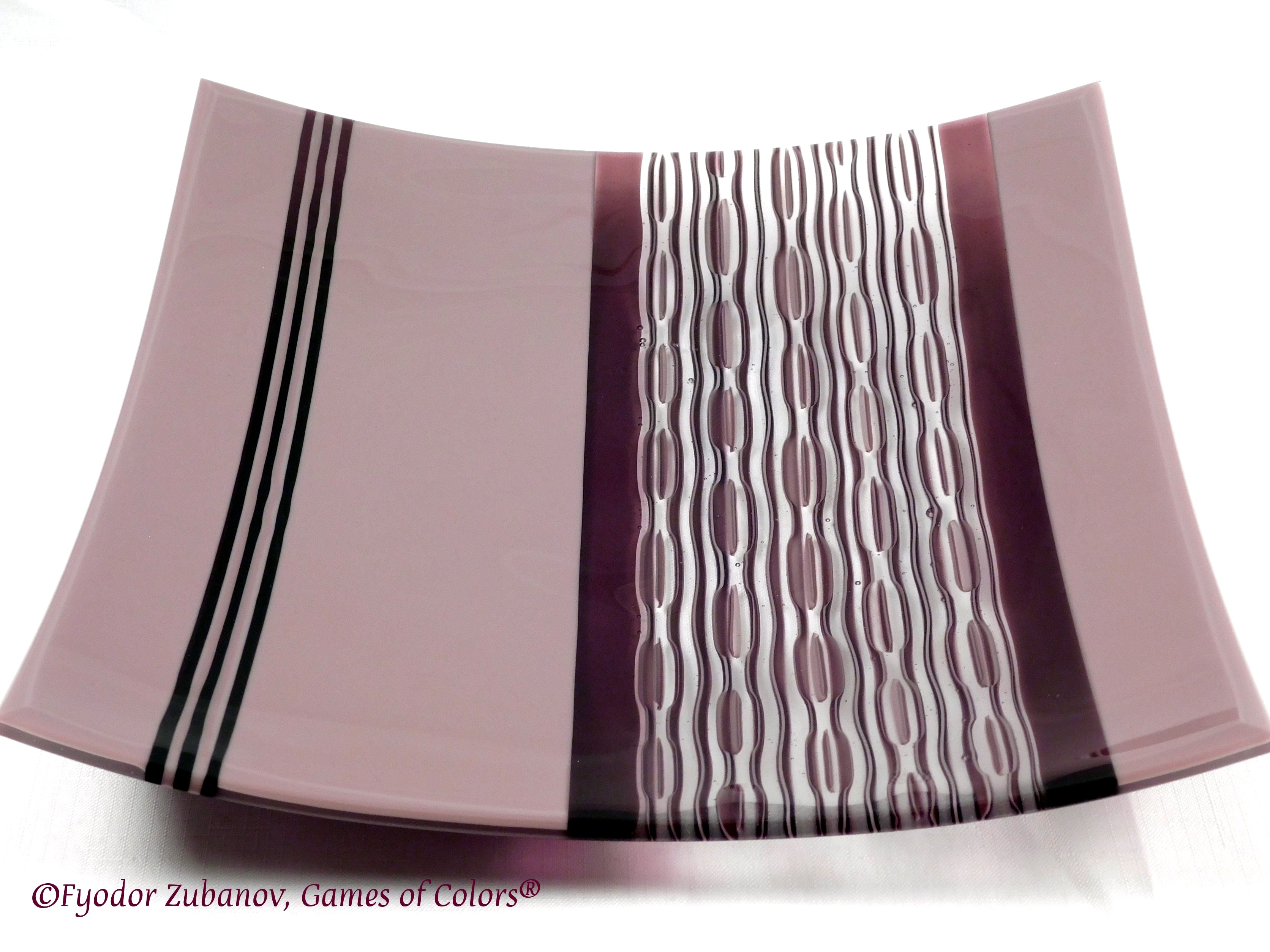Fused glass plate Purple rain