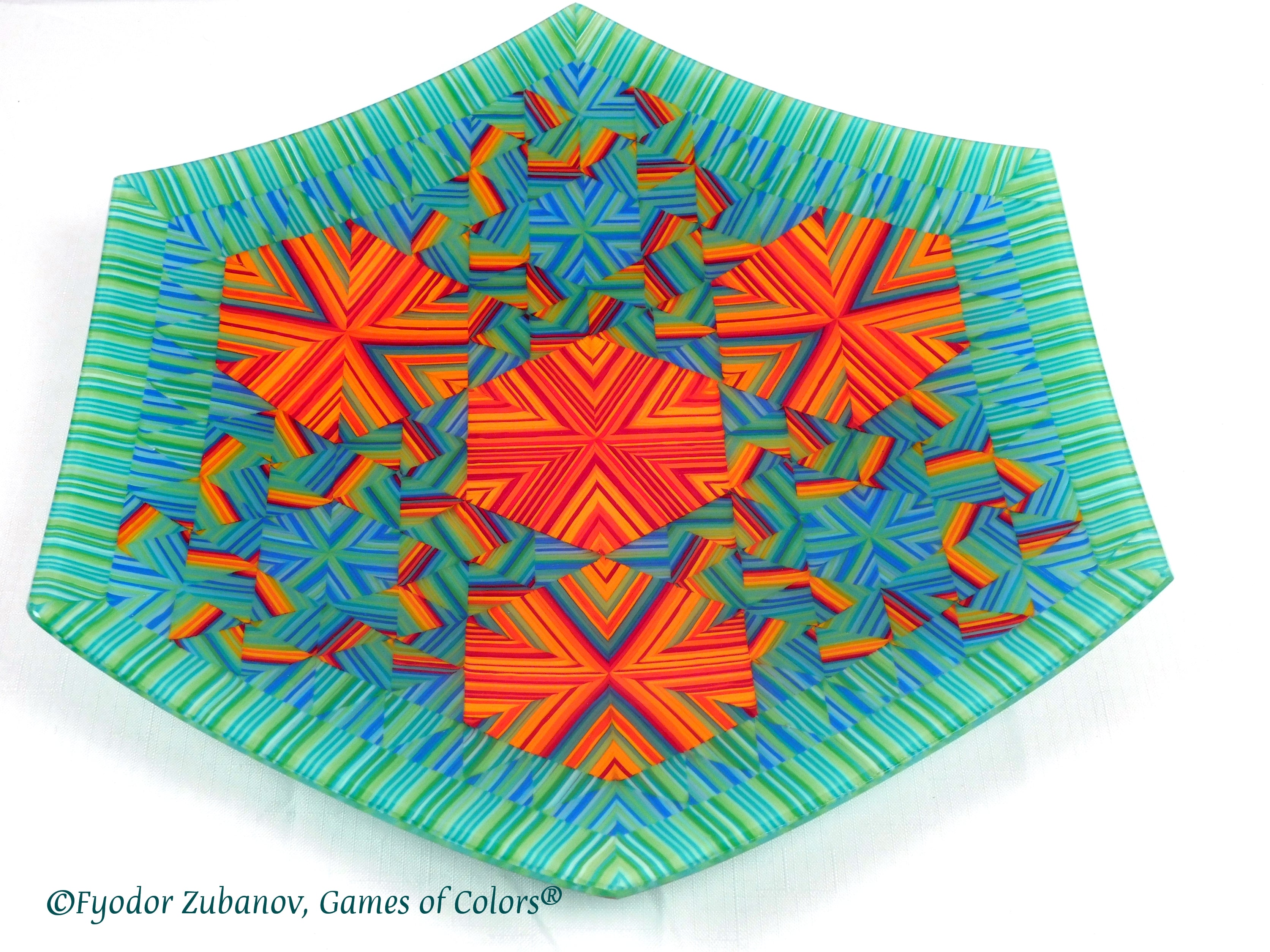 Fused glass plate Fireworks
