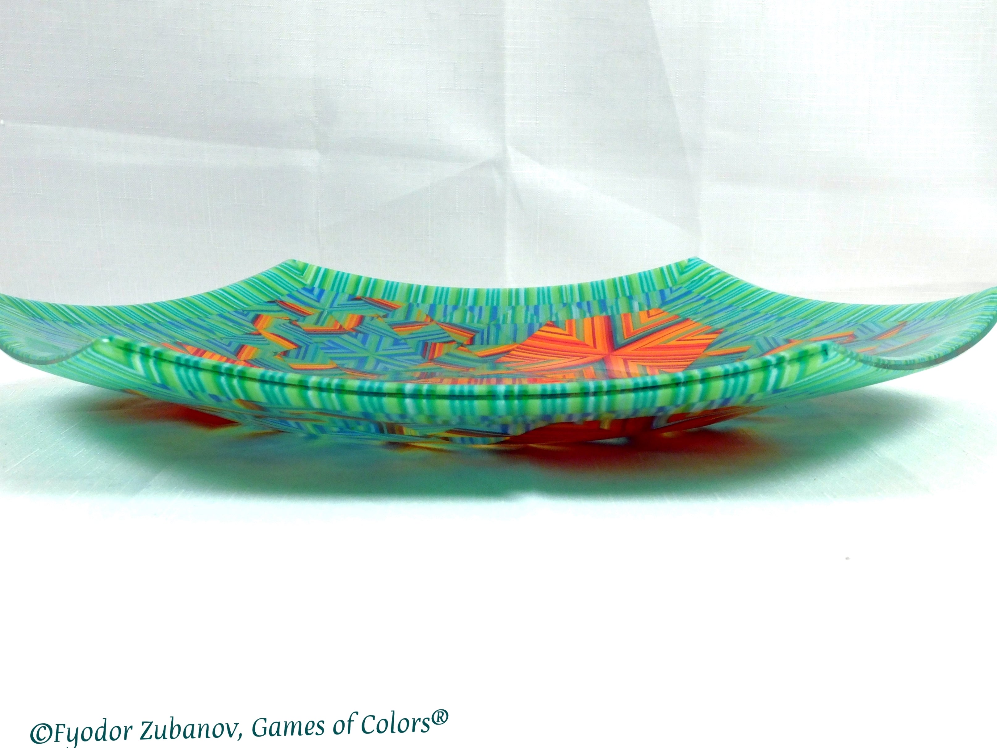 Fused glass plate Fireworks