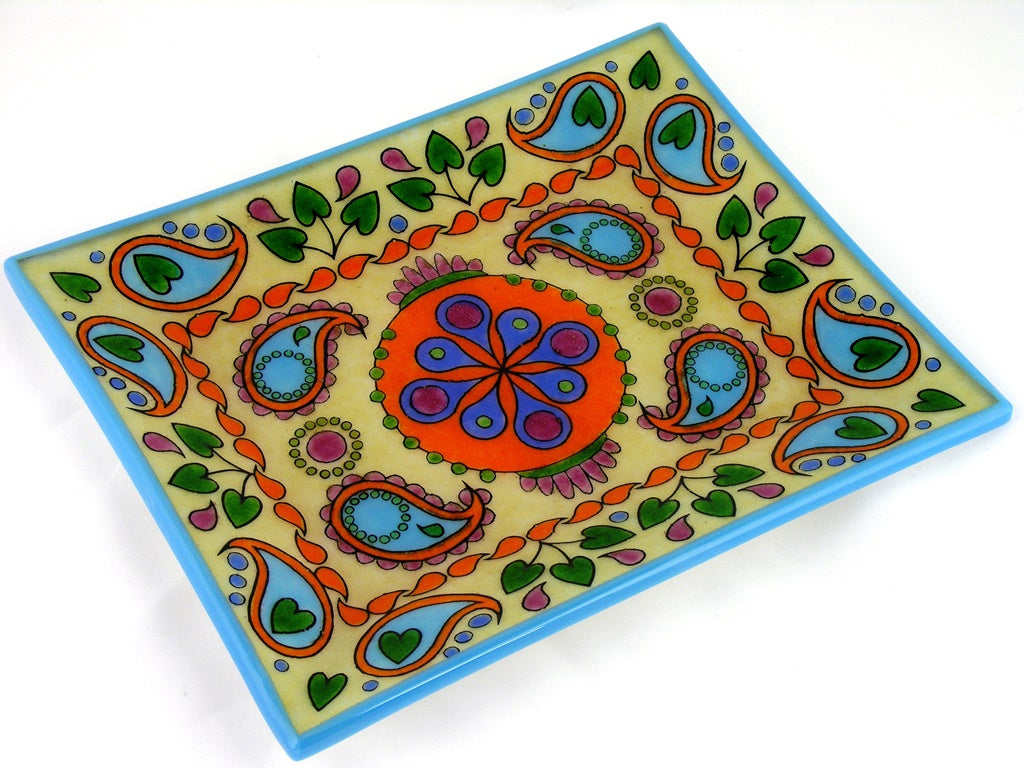 Fused Glass Plate Paisley