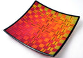 Fused glass plate Woven ribbons: Fall