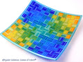 Fused glass plate Woven ribbons: Summer