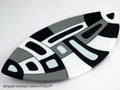 Fused glass plate A boat in black and white