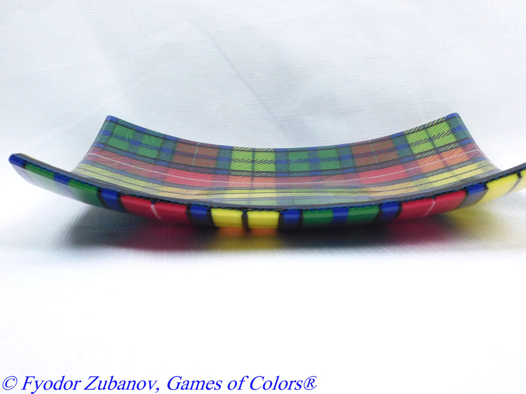 Fused glass plate Buchanan tartan