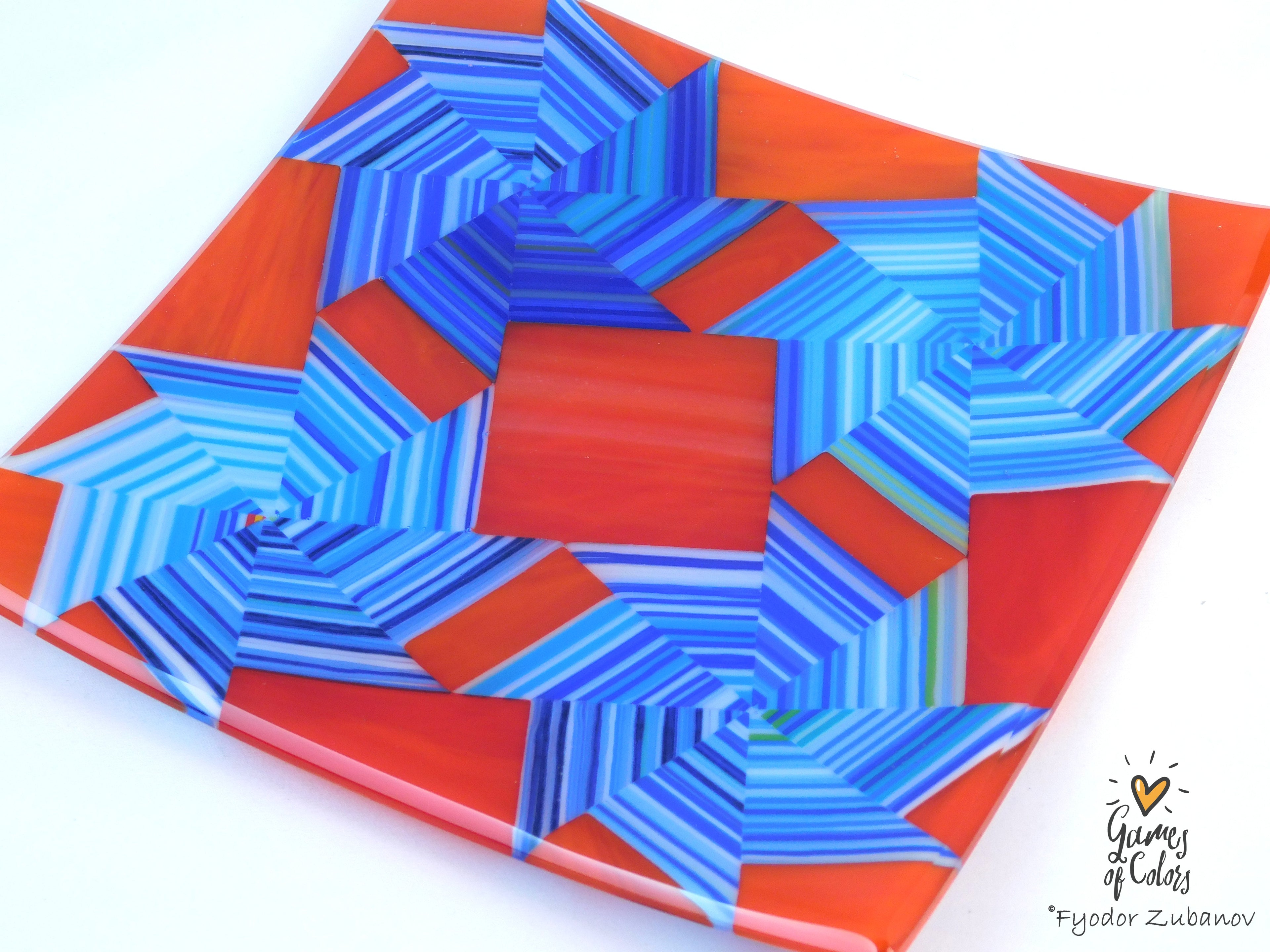 Vortex Bloom plate— Red & Blue Drift