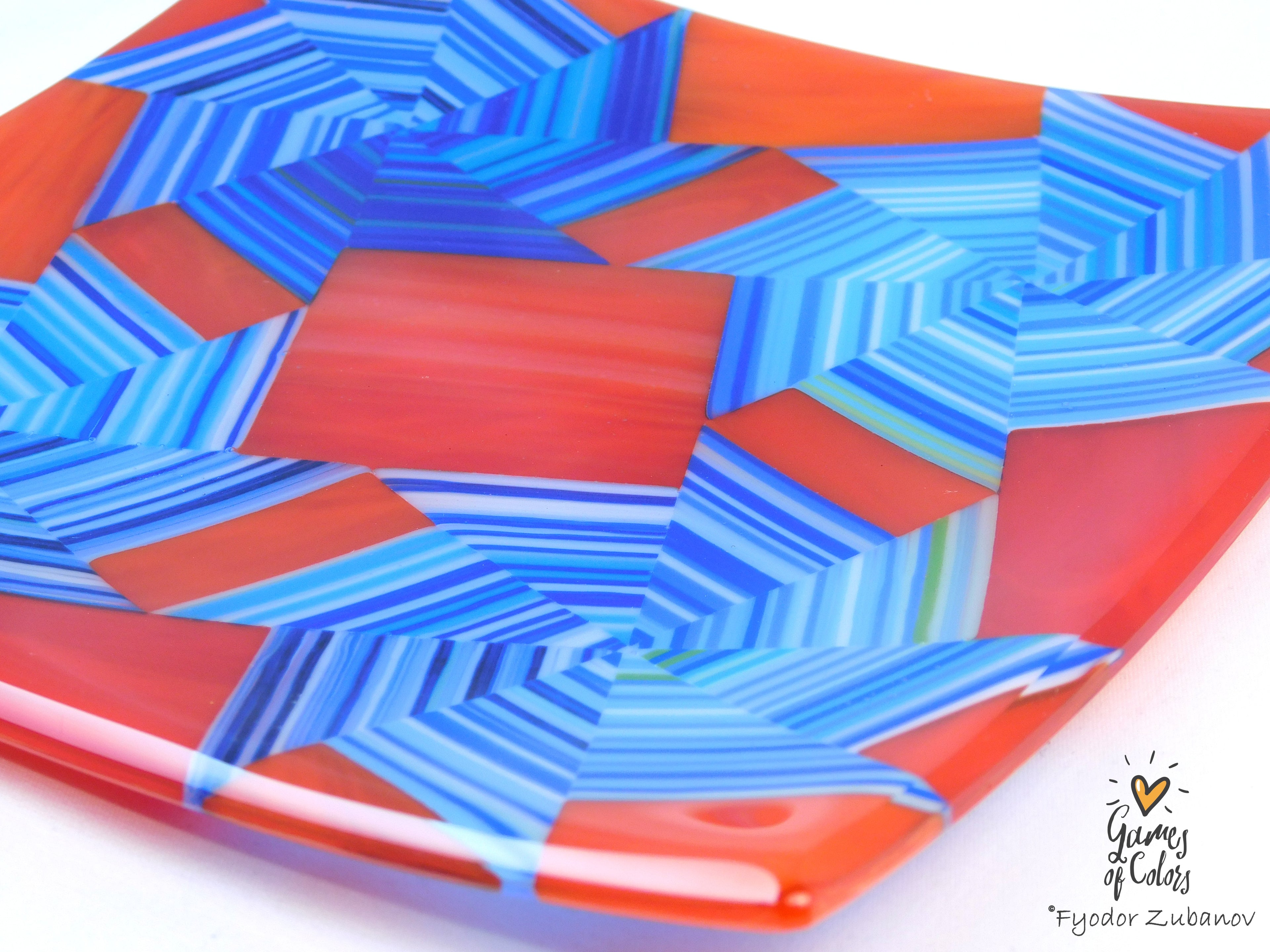 Vortex Bloom plate— Red & Blue Drift