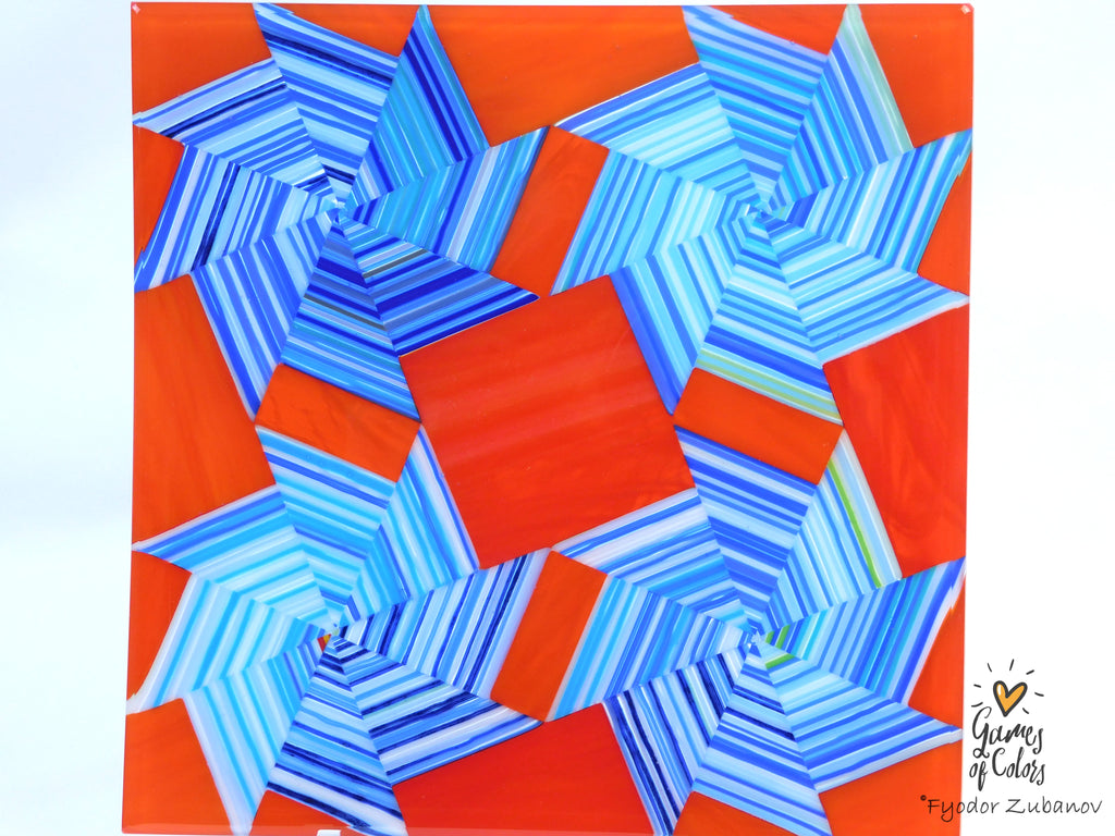 Vortex Bloom plate— Red & Blue Drift
