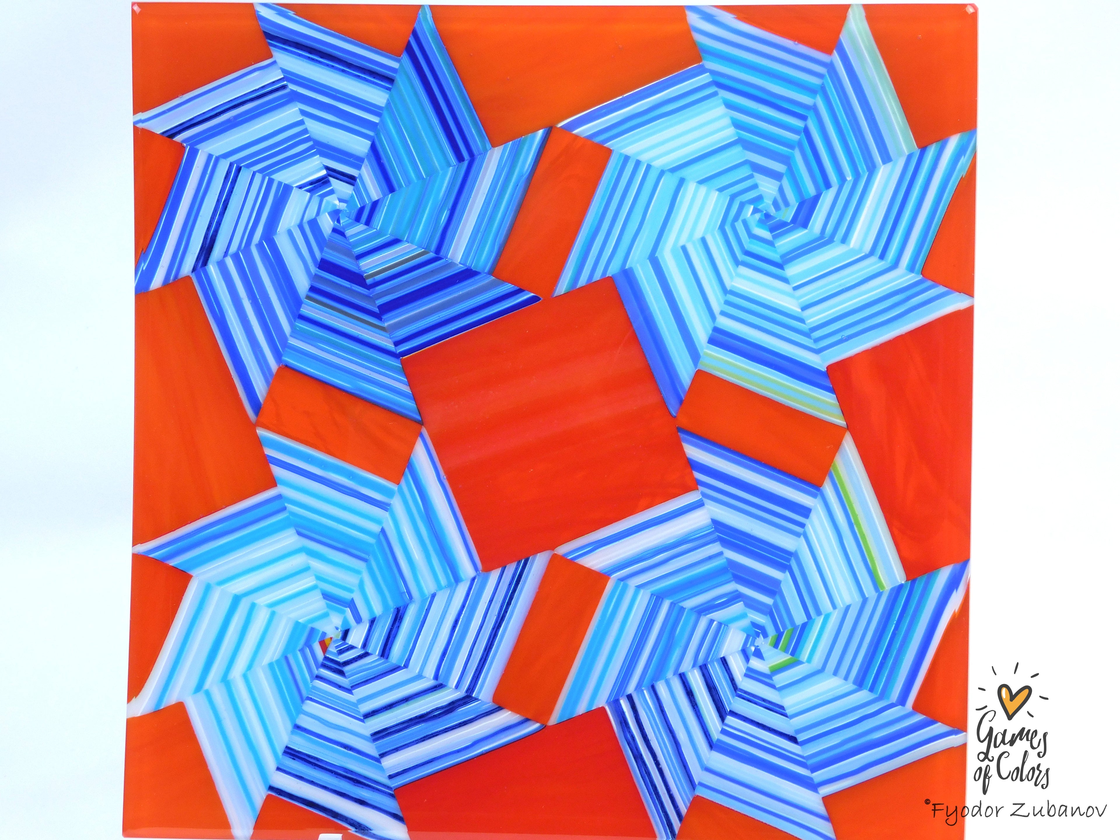Vortex Bloom plate— Red & Blue Drift