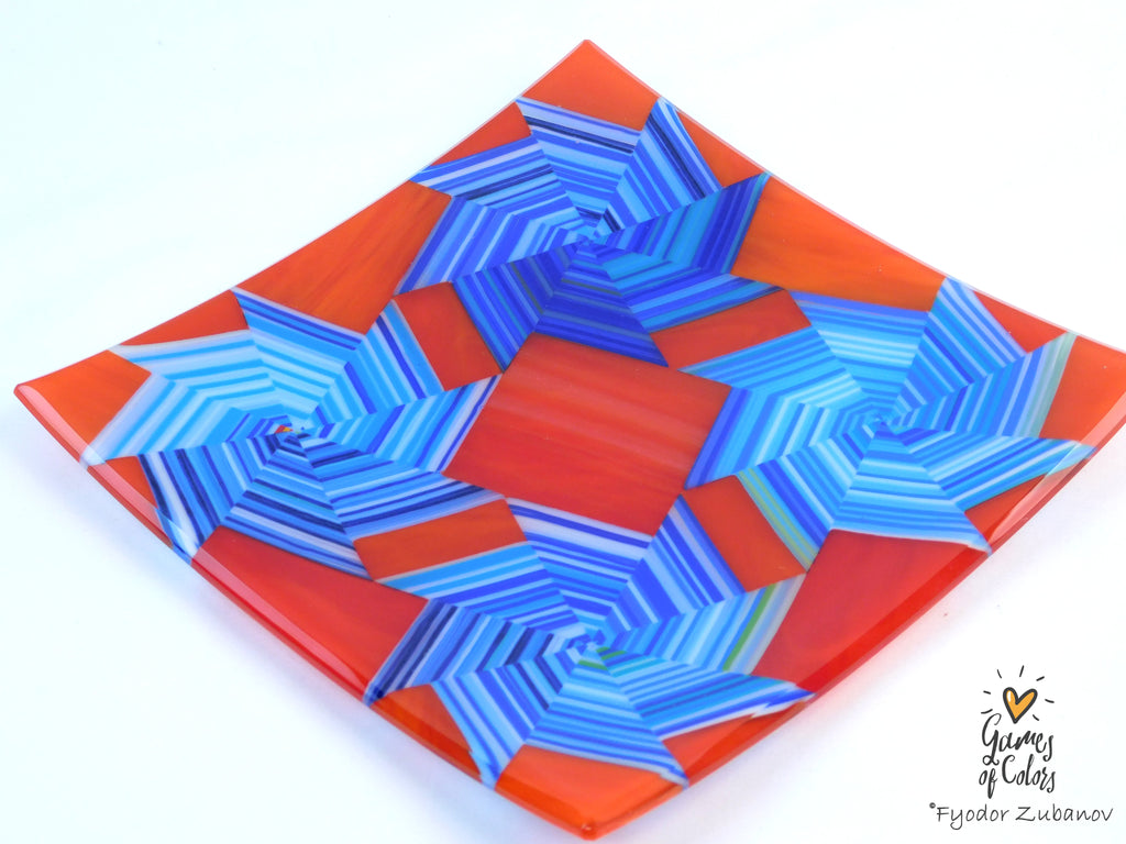 Vortex Bloom plate— Red & Blue Drift