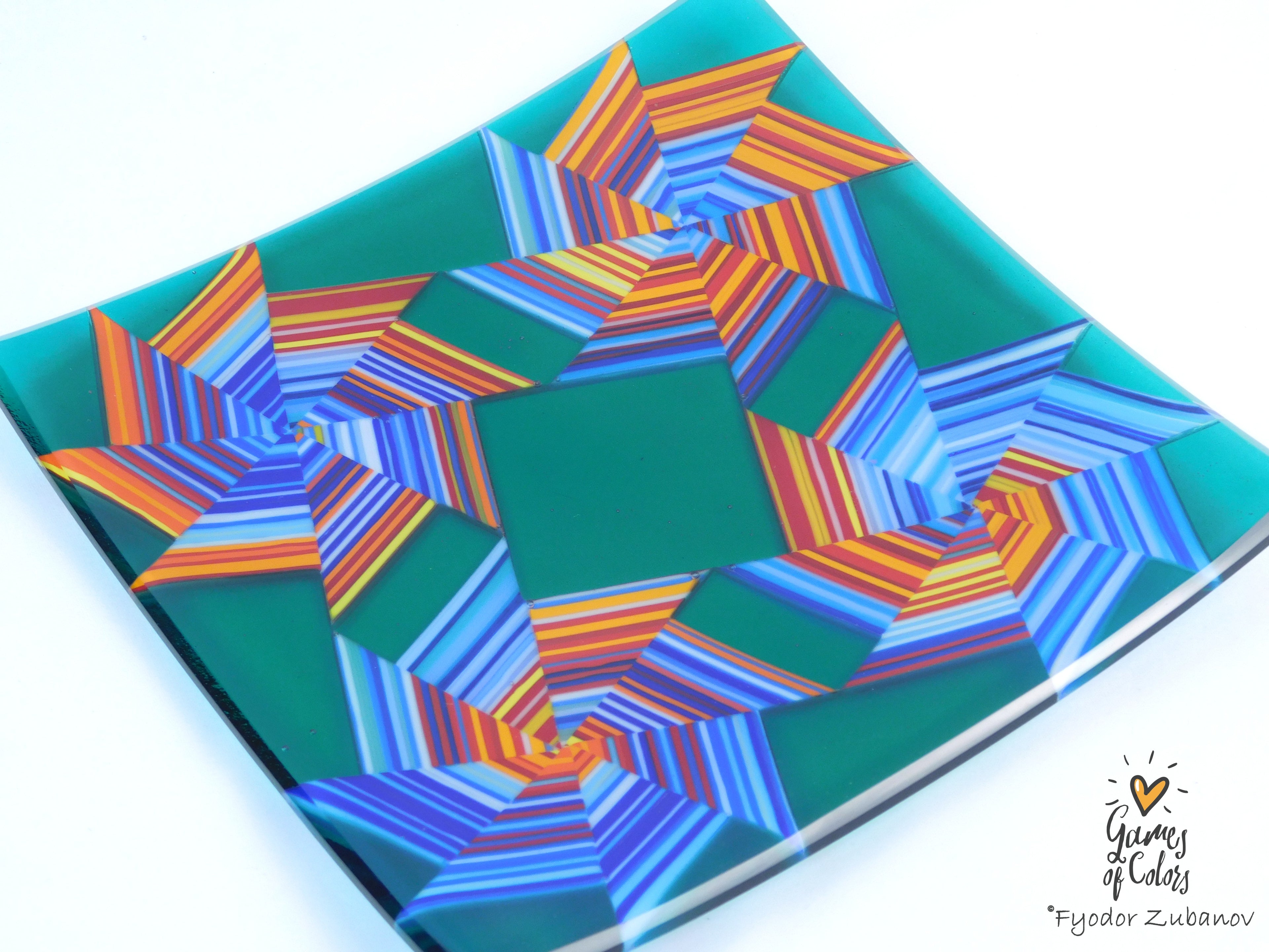 Vortex Bloom plate—Teal Starweave