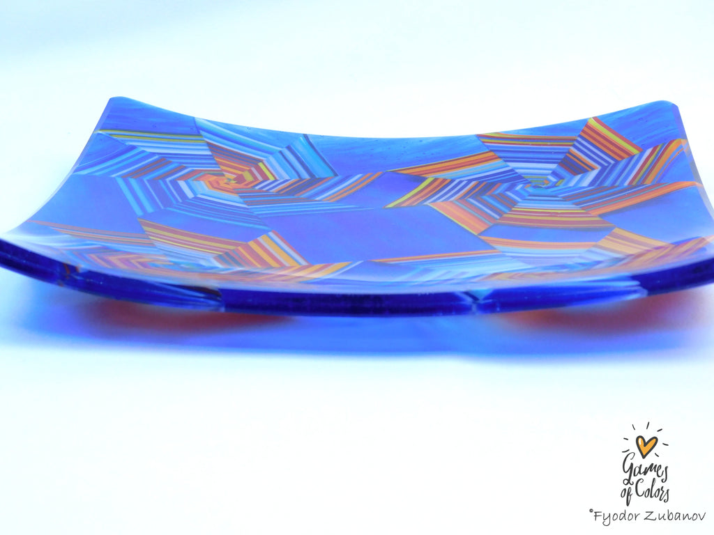 Vortex Bloom plate—Blue Radiance Gyre
