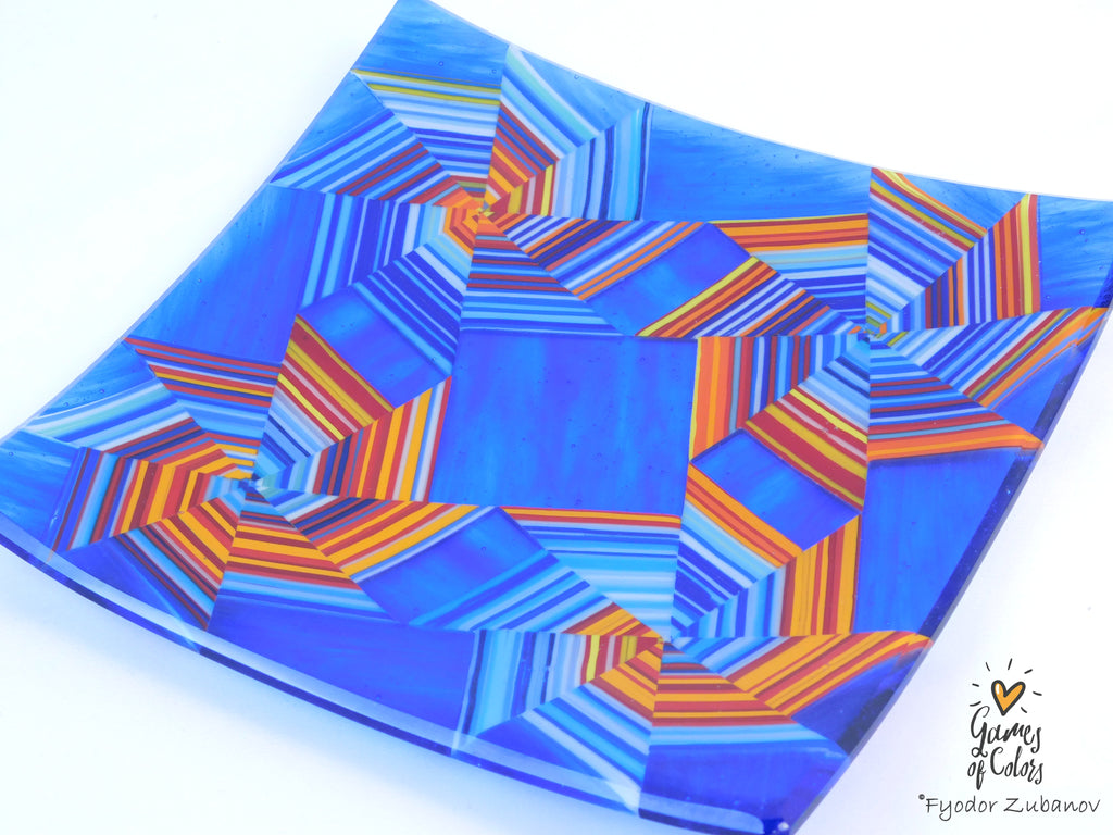 Vortex Bloom plate—Blue Radiance Gyre