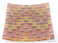 A square glass plate imitating fabric with a vibrant, multicolored geometric pattern featuring diagonal stripes and mesh-like textures in yellow, blue, green. and a watermark in the bottom right corner reads 'Fyodor Zubanov' and 'Games of Colors'.