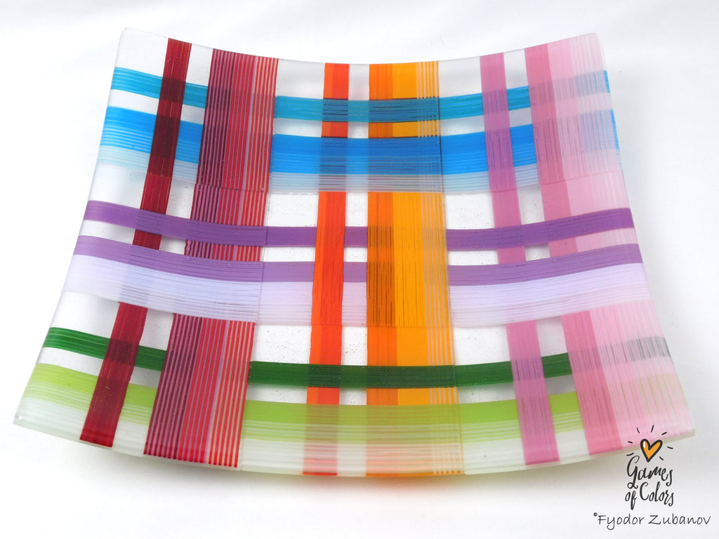 Threads of Elegance — Translucent Fused Glass Plate