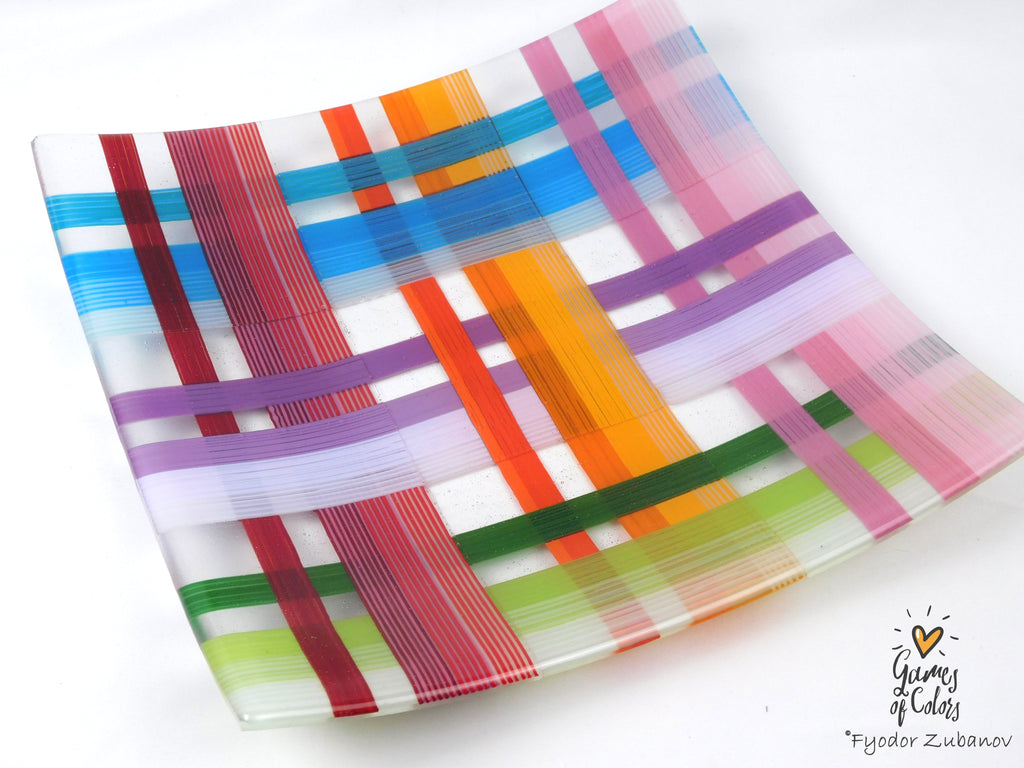 Threads of Elegance — Translucent Fused Glass Plate