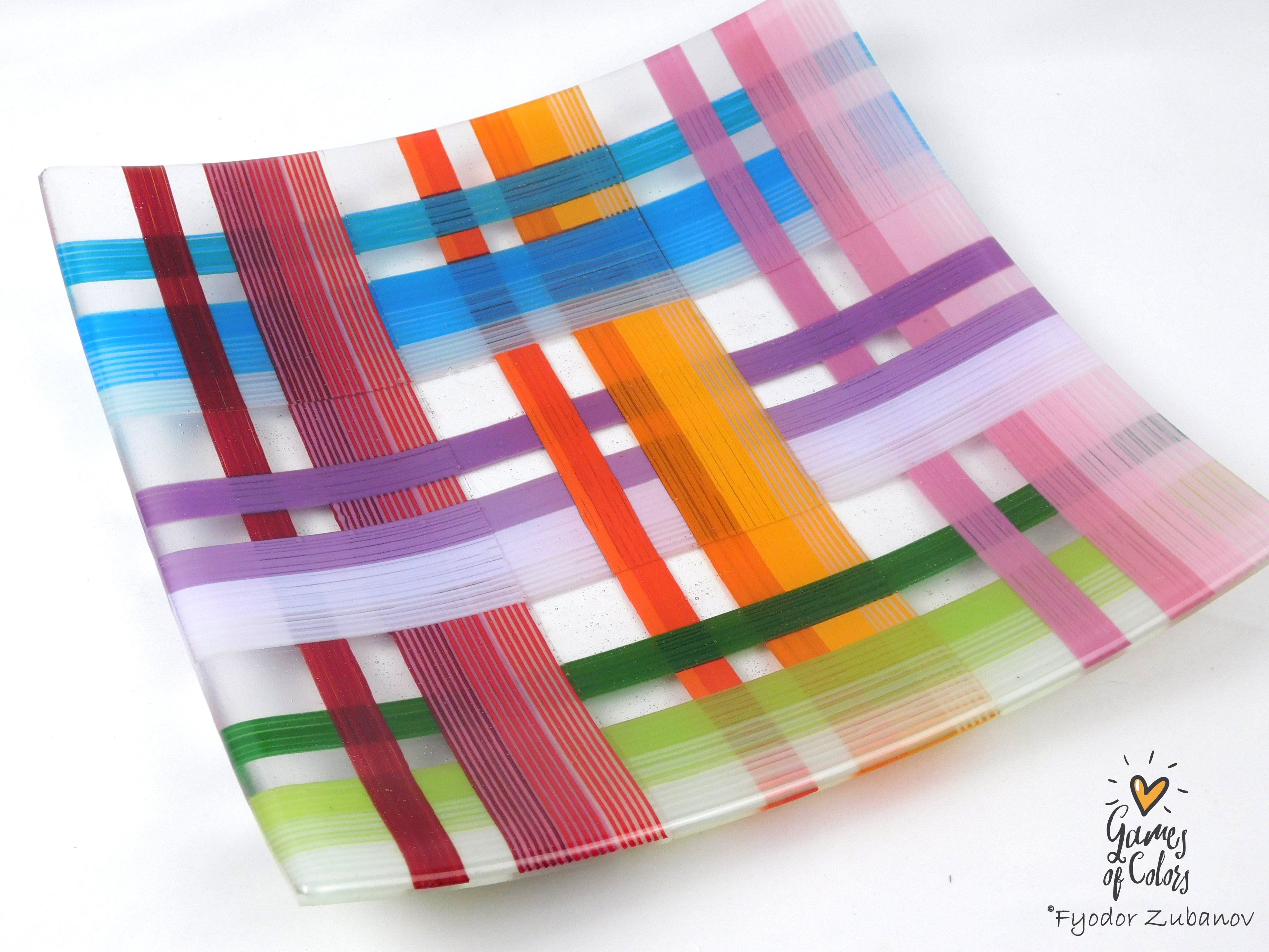 Threads of Elegance — Translucent Fused Glass Plate