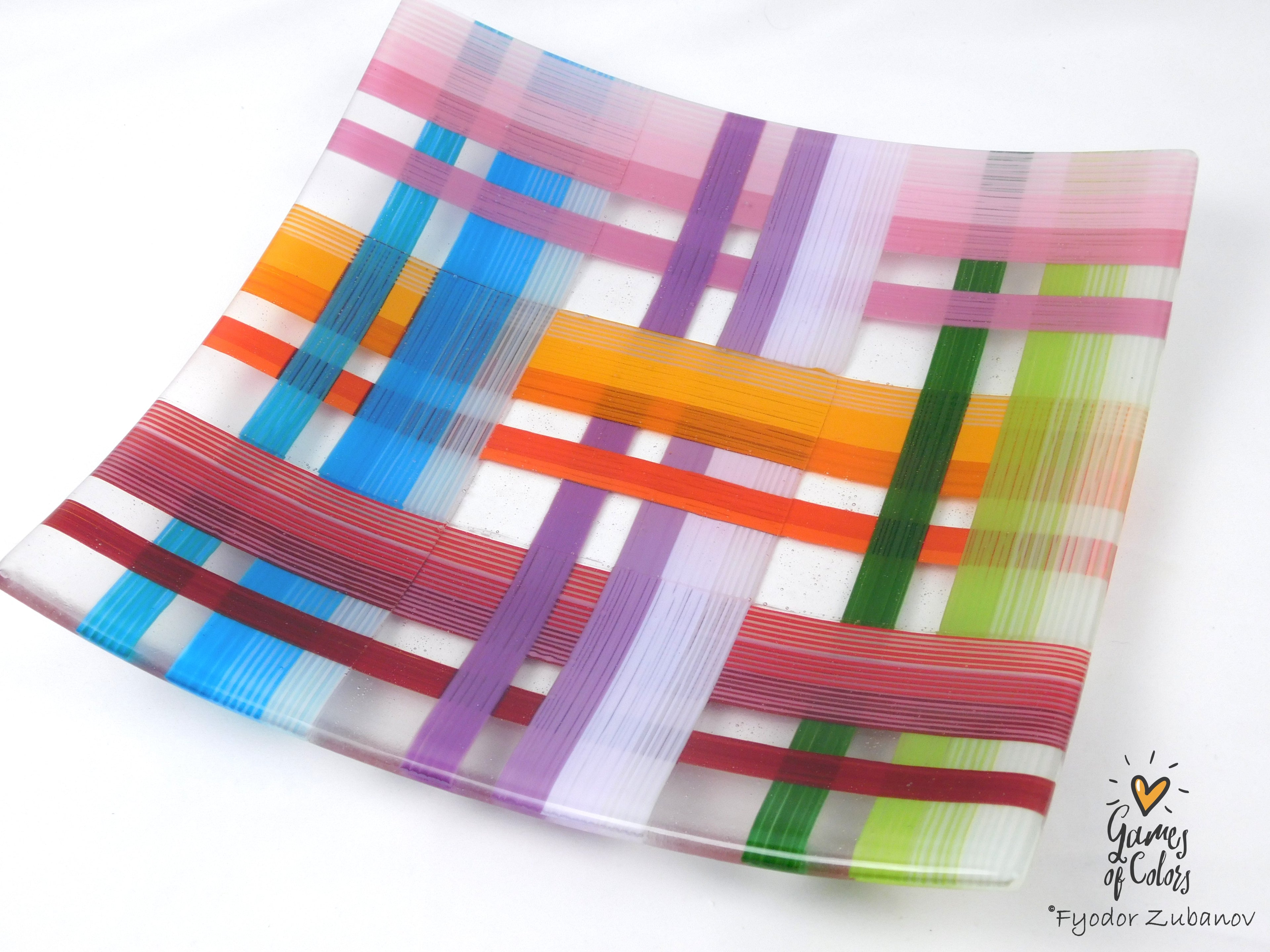Threads of Elegance — Translucent Fused Glass Plate