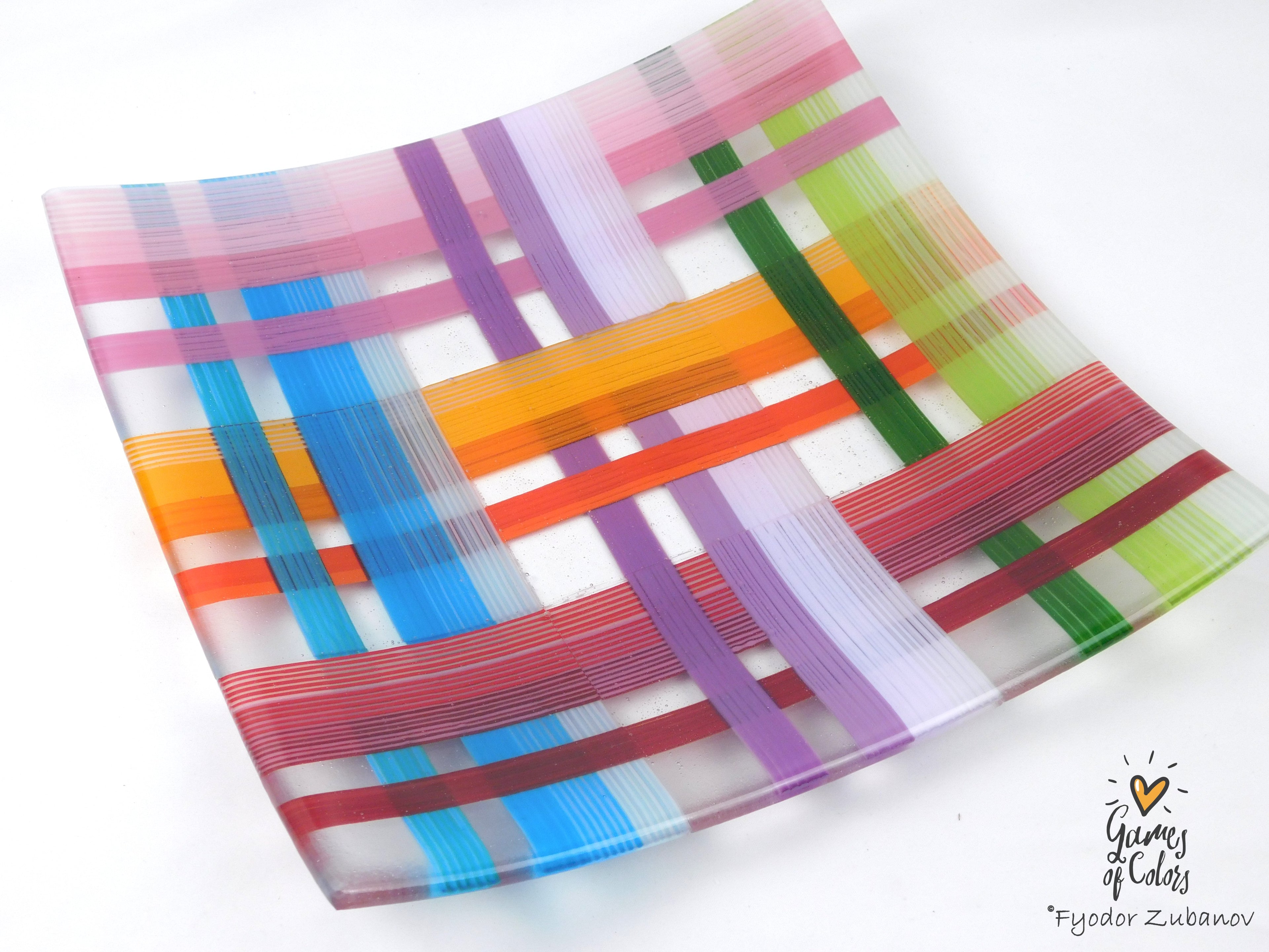 Threads of Elegance — Translucent Fused Glass Plate