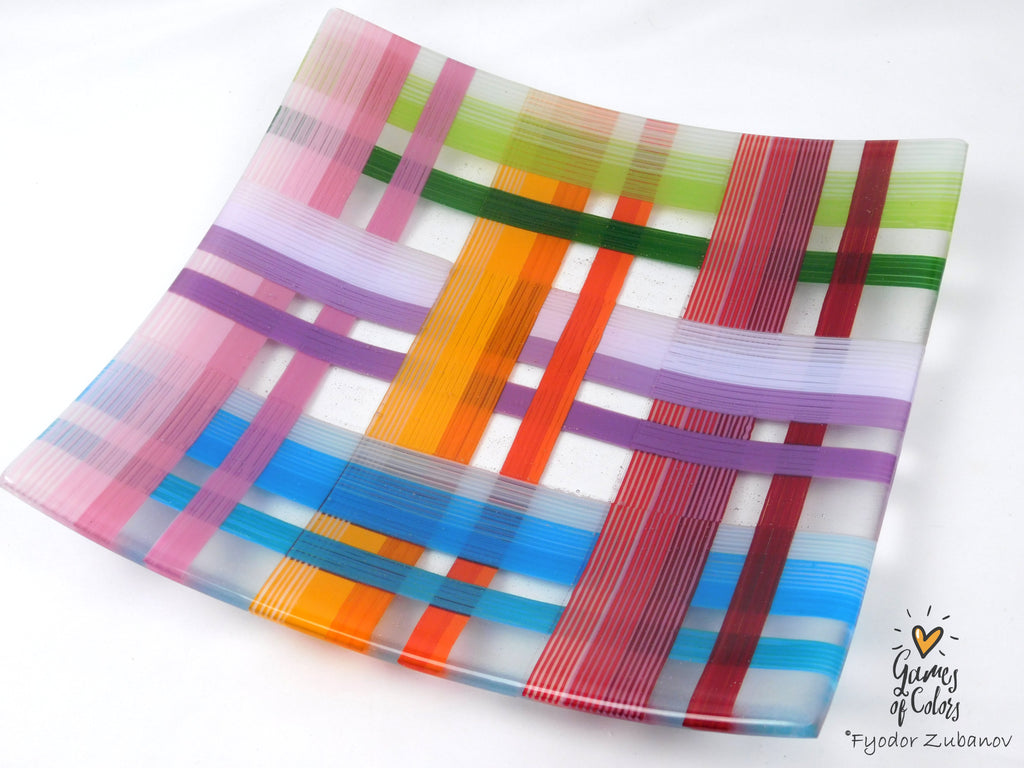 Threads of Elegance — Translucent Fused Glass Plate