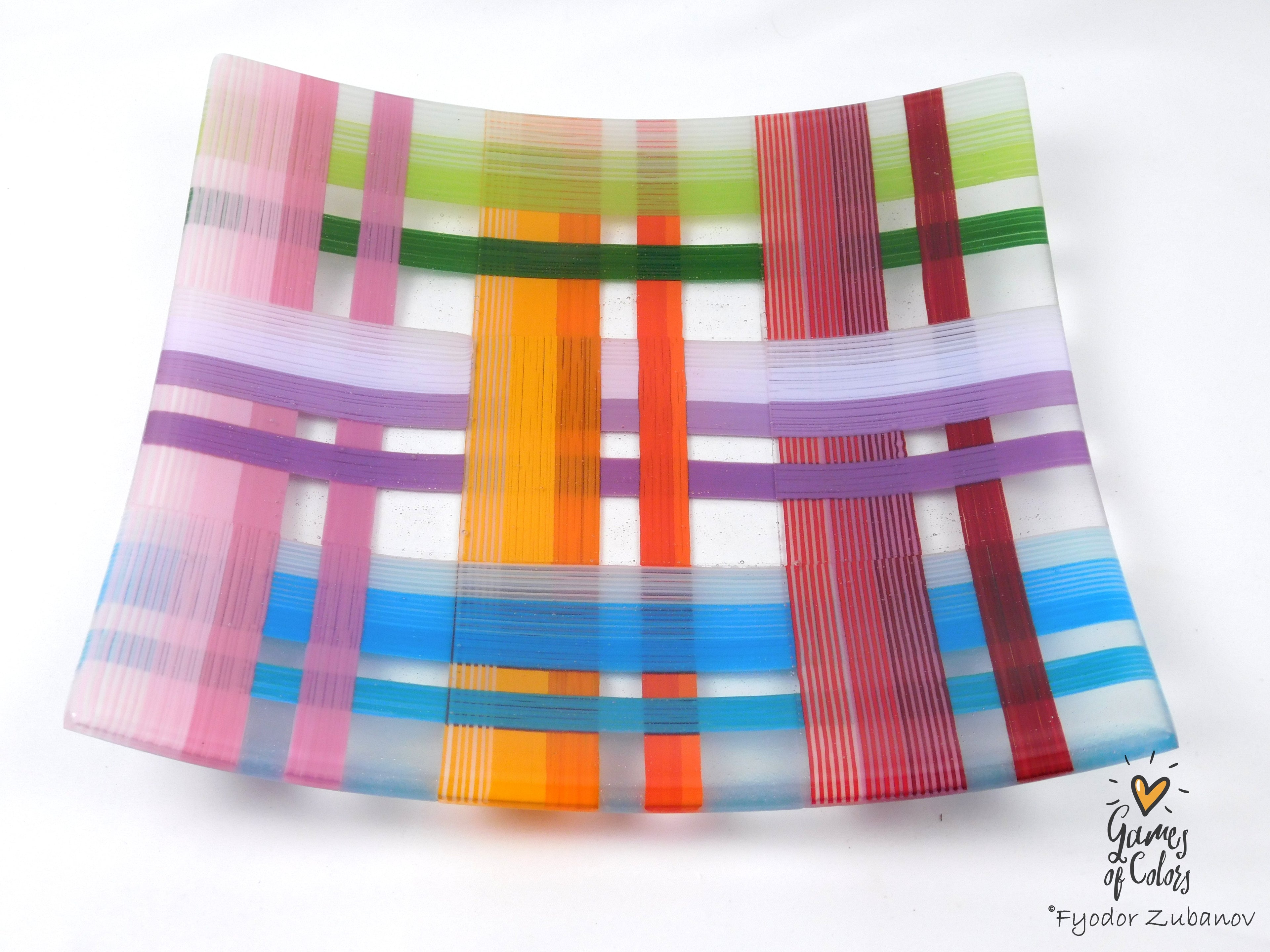 Threads of Elegance — Translucent Fused Glass Plate