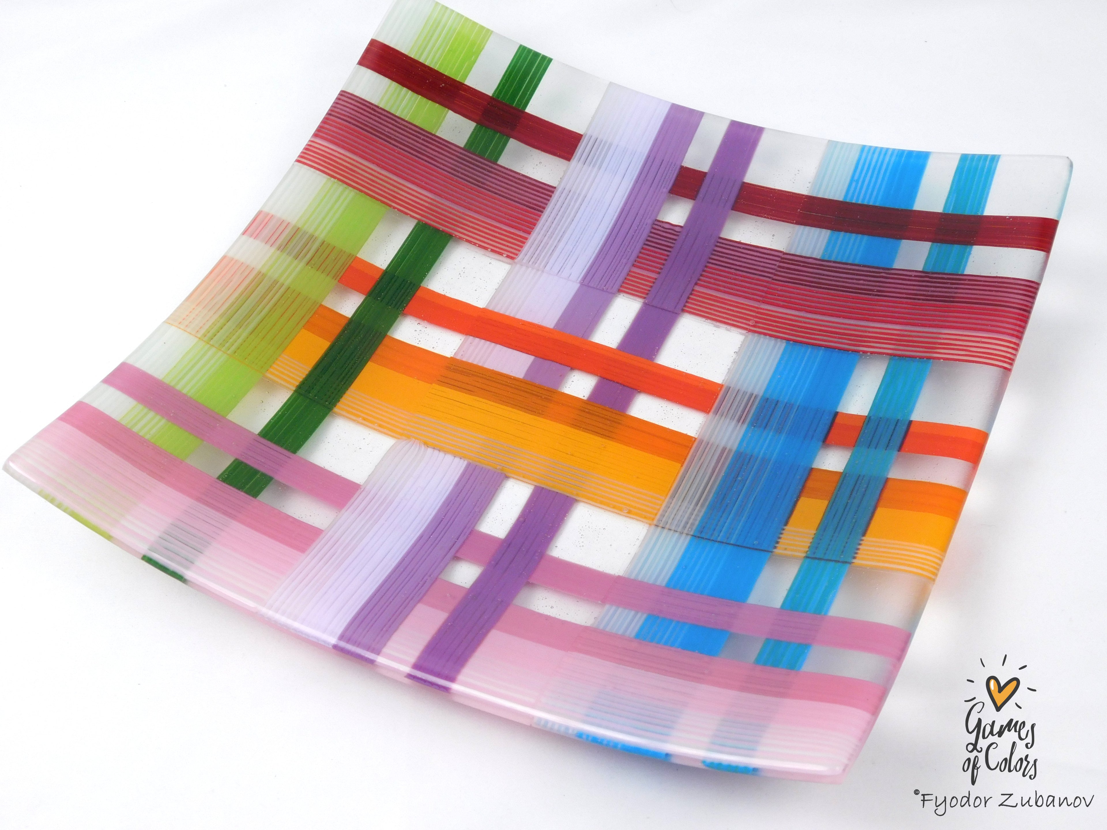 Threads of Elegance — Translucent Fused Glass Plate