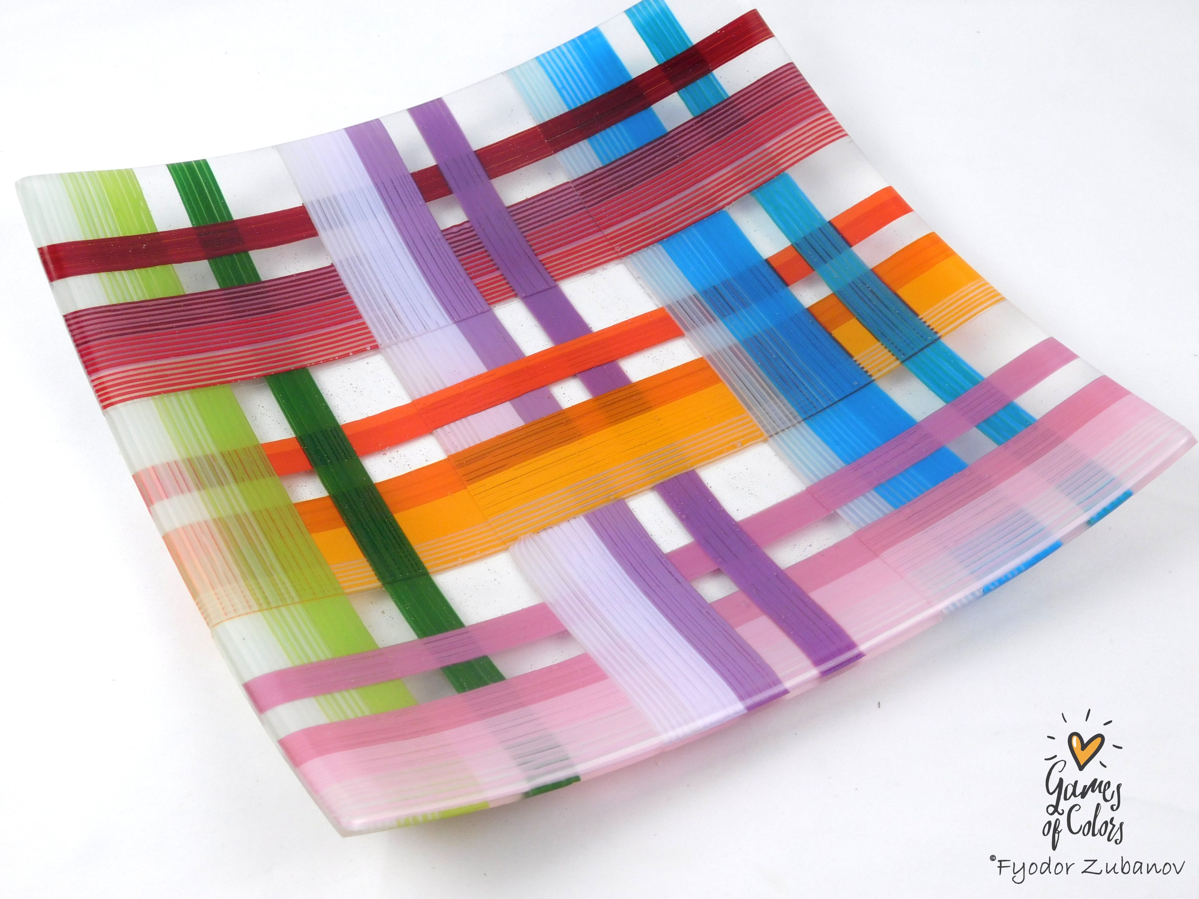 Threads of Elegance — Translucent Fused Glass Plate