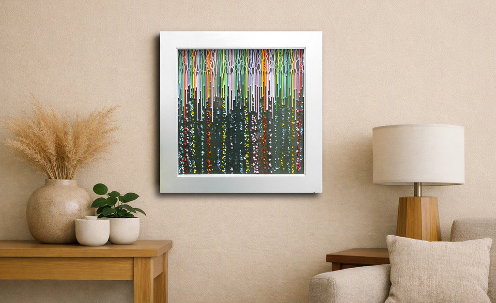Colorfall — Fused Glass Wall Art on Dark Gray Background
