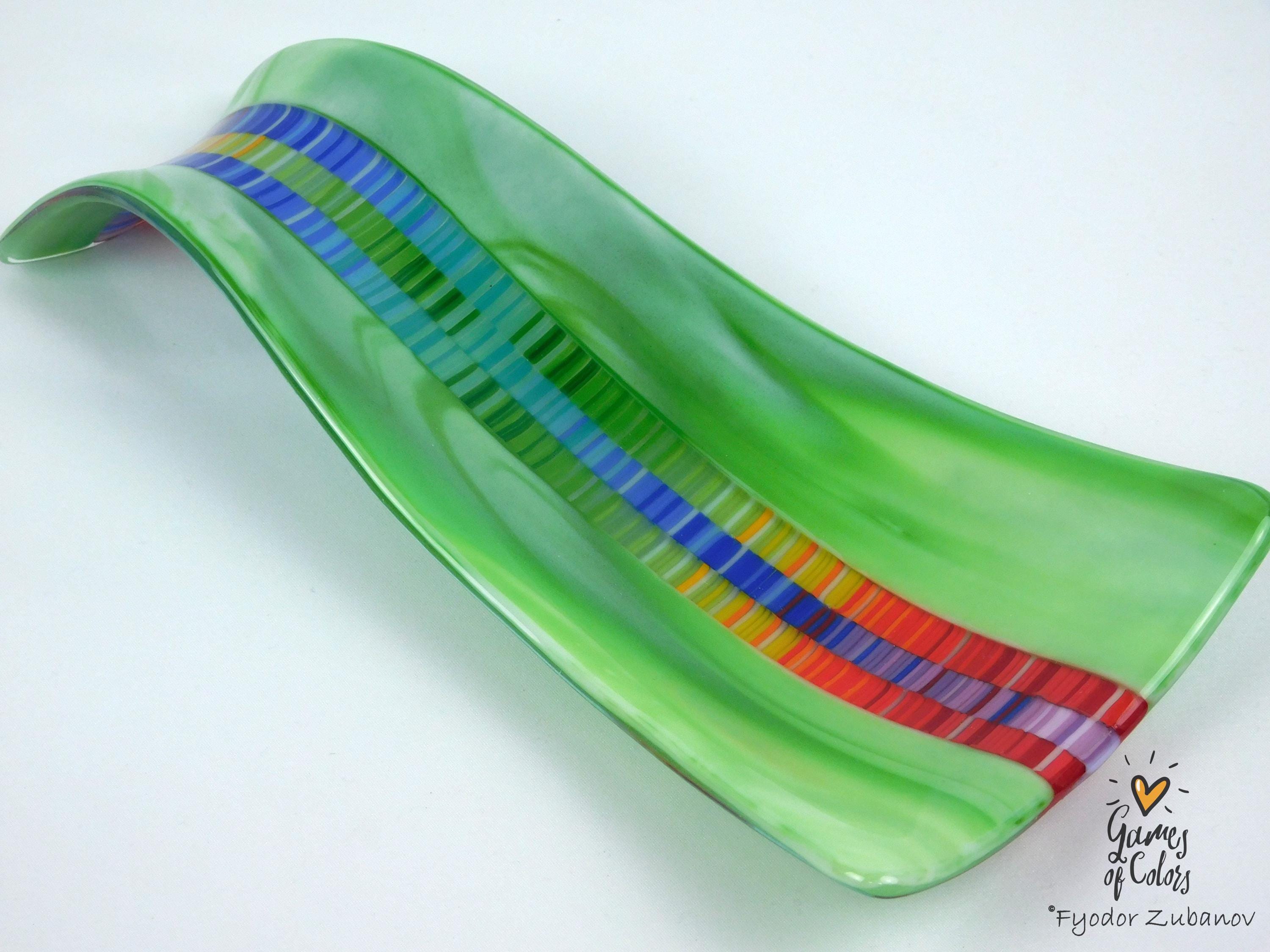 A fused glass decorative spoon rest "Young spring"