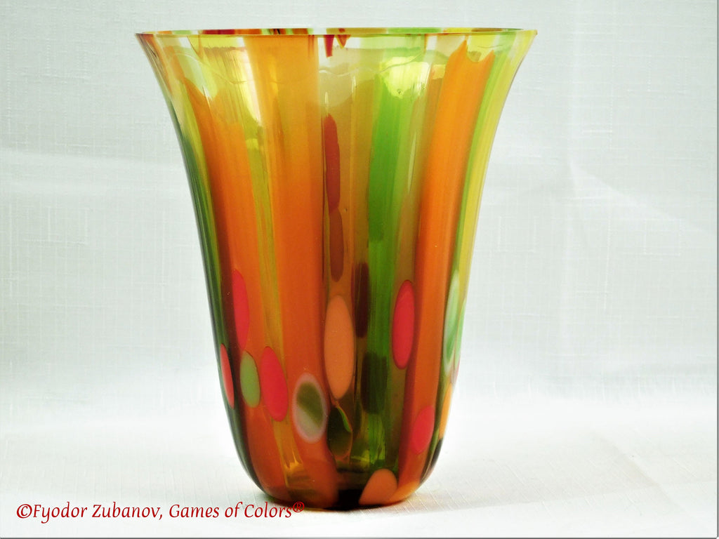 A small fused glass vase "Fall bouquet"; decorative vessel; original design; art glass