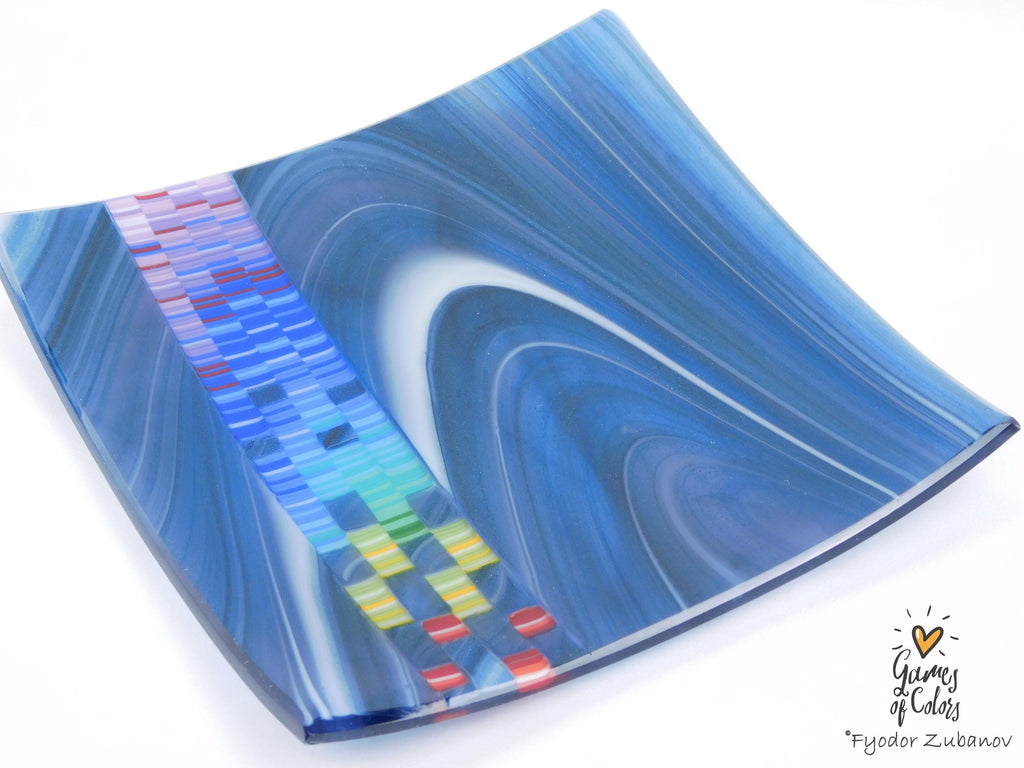 Mosaic Jet plate: Blue-Grape with White Swirls