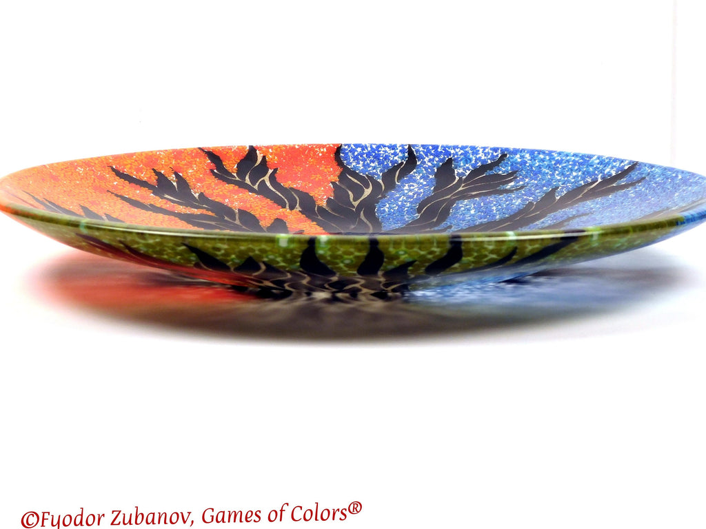 Fused Glass Tree of Life Platter: Decorative Centerpiece (15.5")