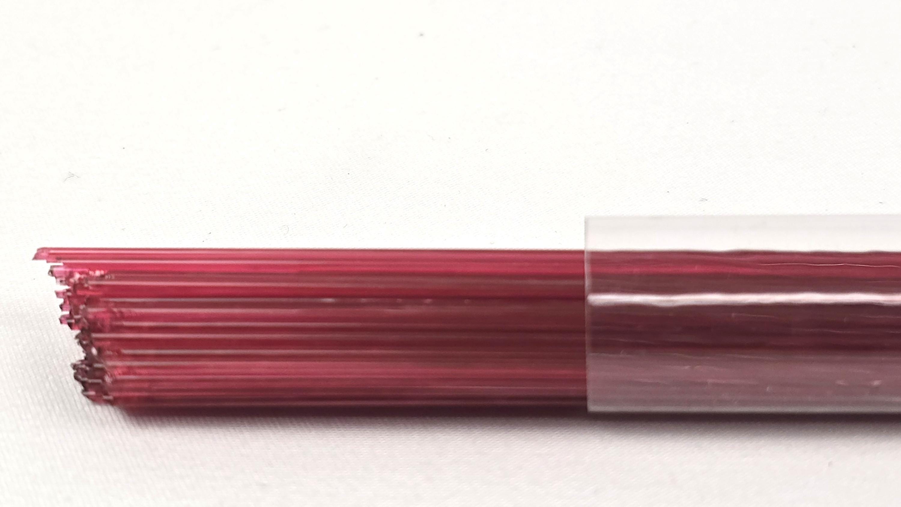 COE96 straight glass stringers, 1mm, Salmon Transparent, R-006